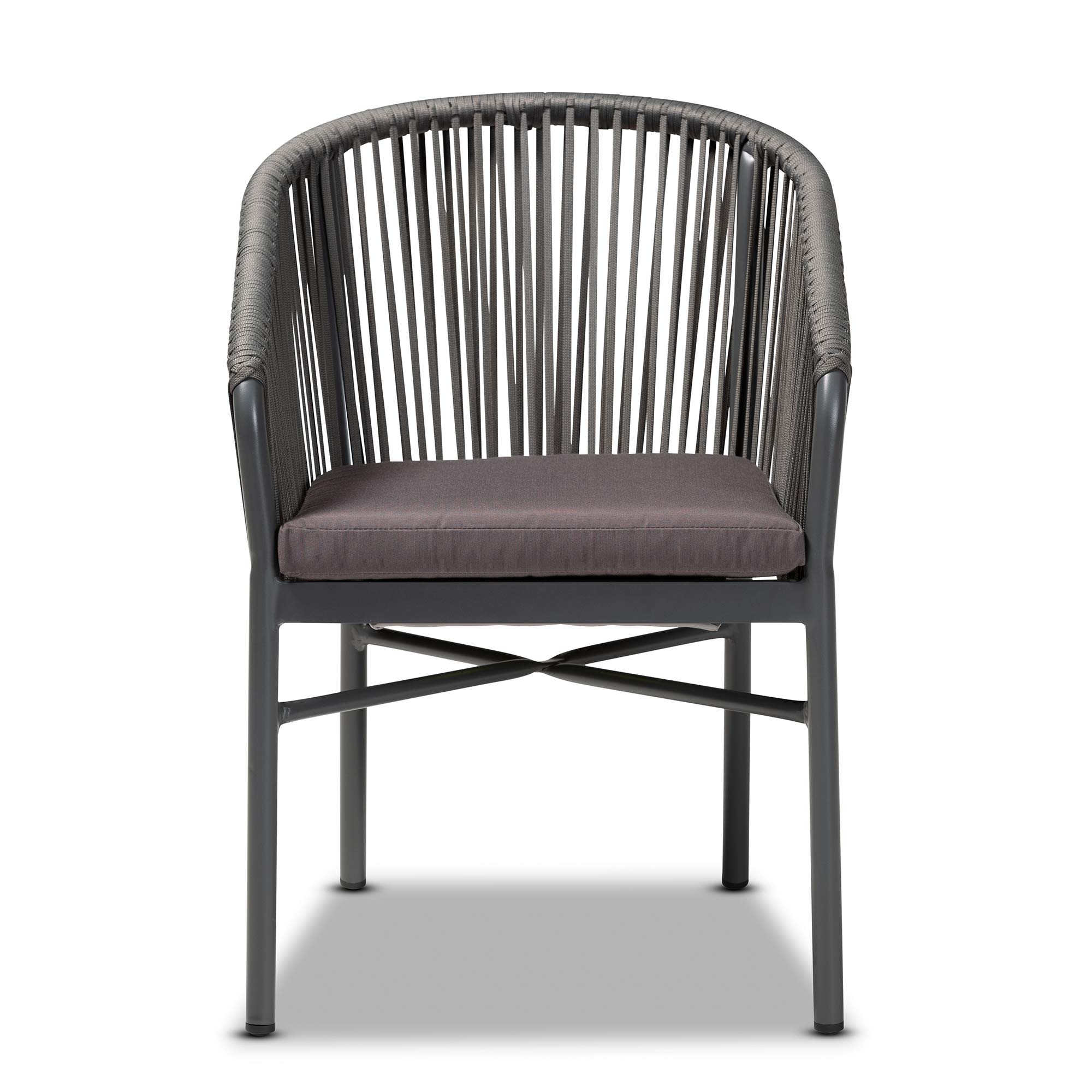 Baxton Studio Modern Grey Dining Chairs - Set of 2 Contemporary Kitchen Chairs for Dining Room, Breakfast Nook & Small Space