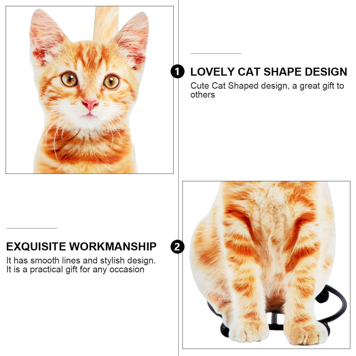 Zerodeko Stainless Steel Cat-Shaped Tissue Holder - Desk Topper, Standing Toilet Paper Roll Rack, Car Tissue Dispenser - Retro Iron Metal Home & Office Accessory for Bathroom, Kitchen, Car, and Desk Organization