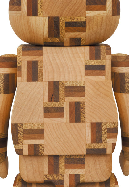 400% Bearbrick Karimoku Yosegi Chess Set - Limited Edition Japanese Wooden Art Toy for Collectors - Perfect for Home Display, Office Decor & Gift Giving