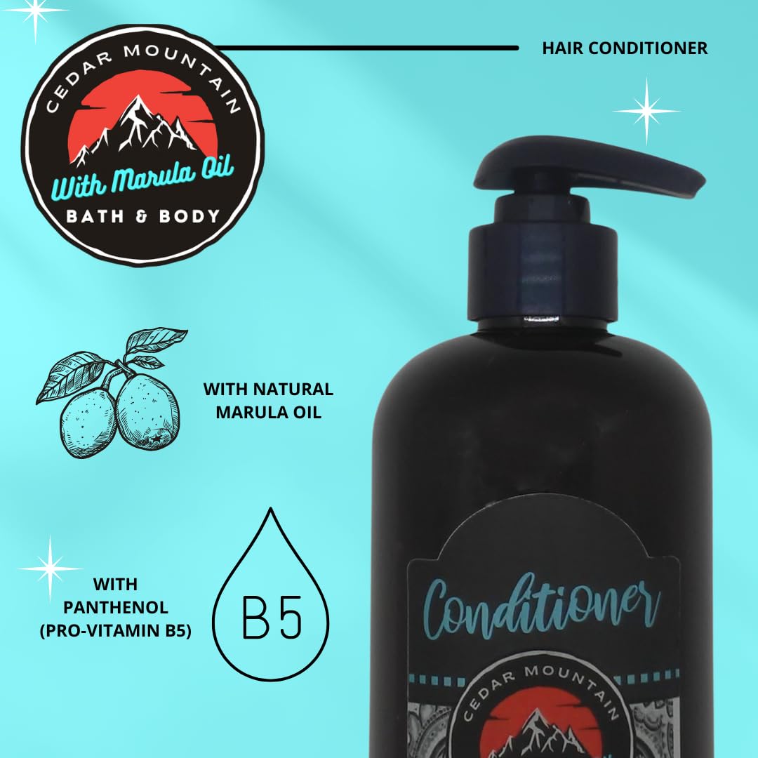 Cedar Mountain Floral Scented Marula Oil Hair Conditioner Variety Pack - Acai Lemon & Rose, Dragon Fruit & Hibiscus, Raspberry & Plum Blossom - Deep Hydration for Dry, Damaged Hair - Perfect for Daily Use, Salon-Quality Treatment at Home