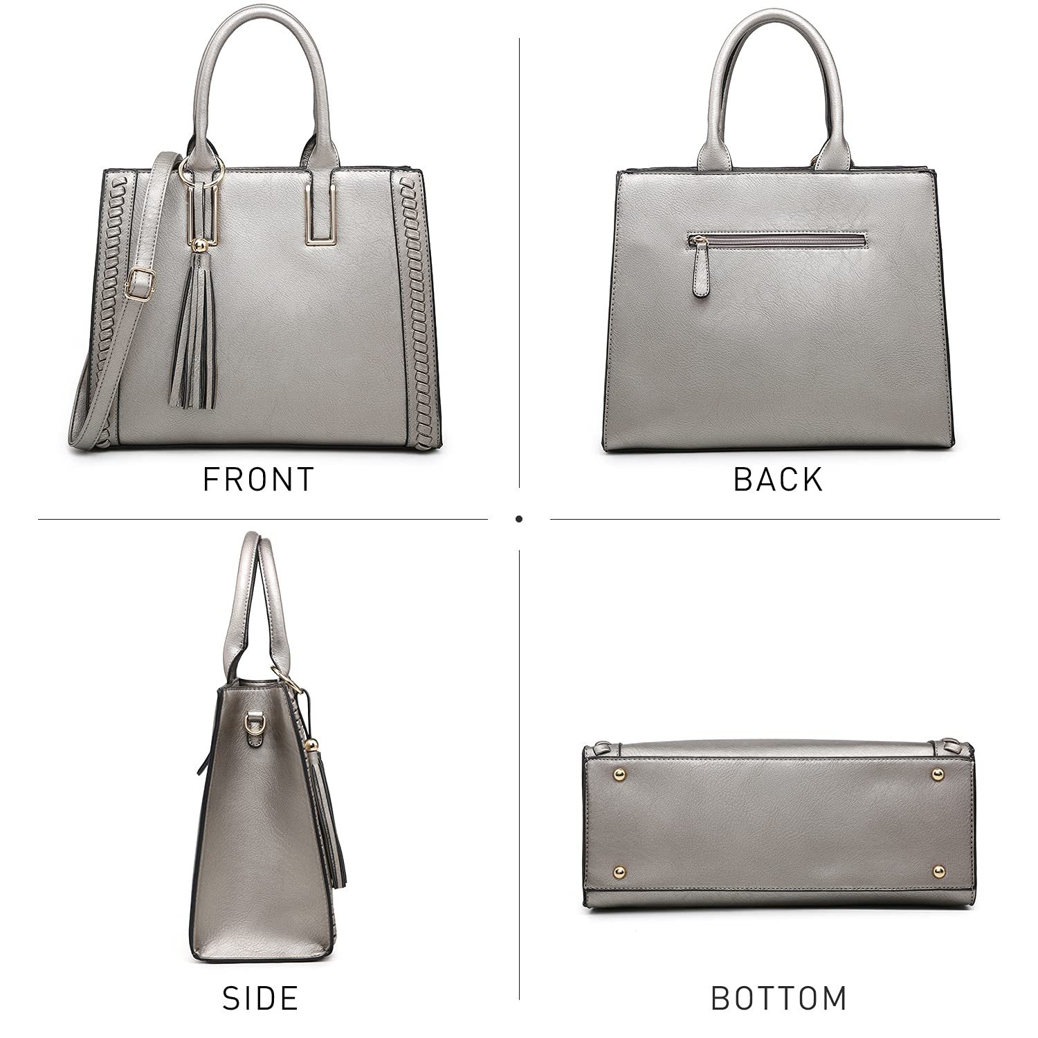 Dasein Vegan Leather Handbags for Women - Stylish Satchel Shoulder Bags & Matching Clutch Set | Perfect Work Tote & Everyday Purse for Office, Travel & Shopping
