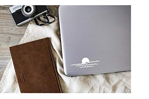 Ocean Sunset Vinyl Decal Sticker - White Waterproof Car Window Laptop Tablet Decoration - 4.5 x 1.5 Inch - Made in USA by Foxtail Decals - Perfect for Cars, Laptops, Water Bottles, Notebooks & DIY Crafts