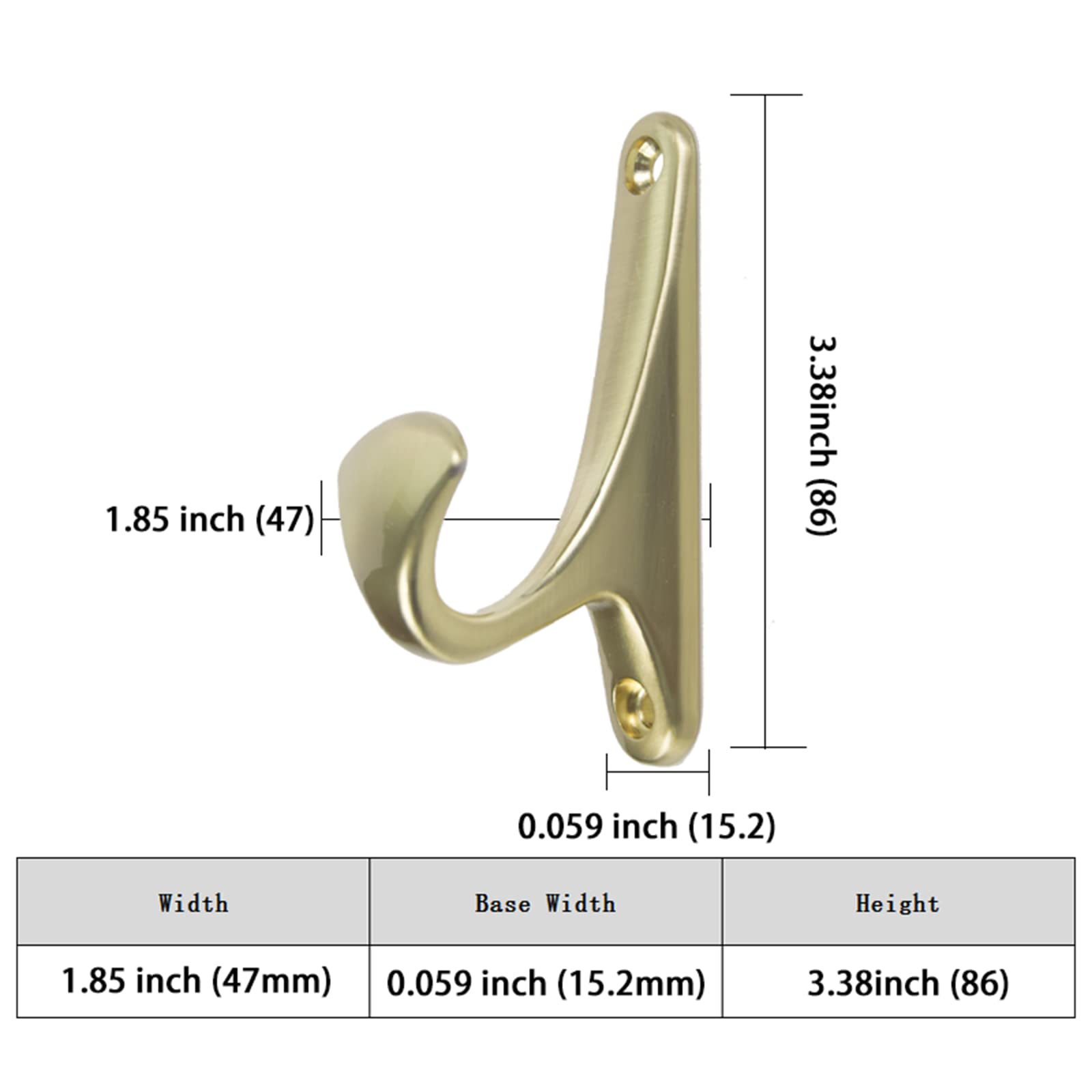 OLAYA 20 Pack Brushed Gold Wall Hooks - Heavy Duty Decorative Hooks for Hanging Coats, Hats, Bags & Kitchen Utensils | Rust-Resistant Metal Hooks for Closet, Entryway & Bathroom Organization