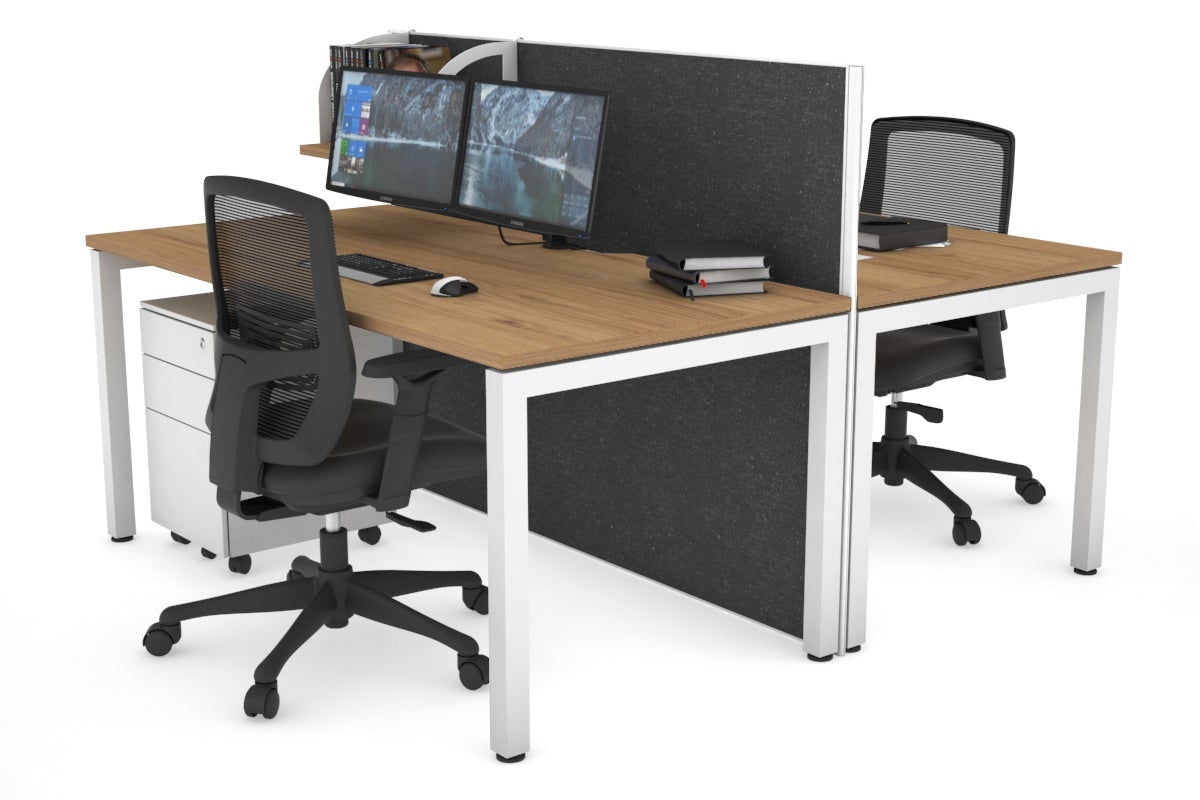 Horizon Quadro 2-Person Office Workstation Bench with Square Legs - 1600L x 800W Dimensions, Cable Management Scallop - Perfect for Collaborative Workspaces & Modern Offices