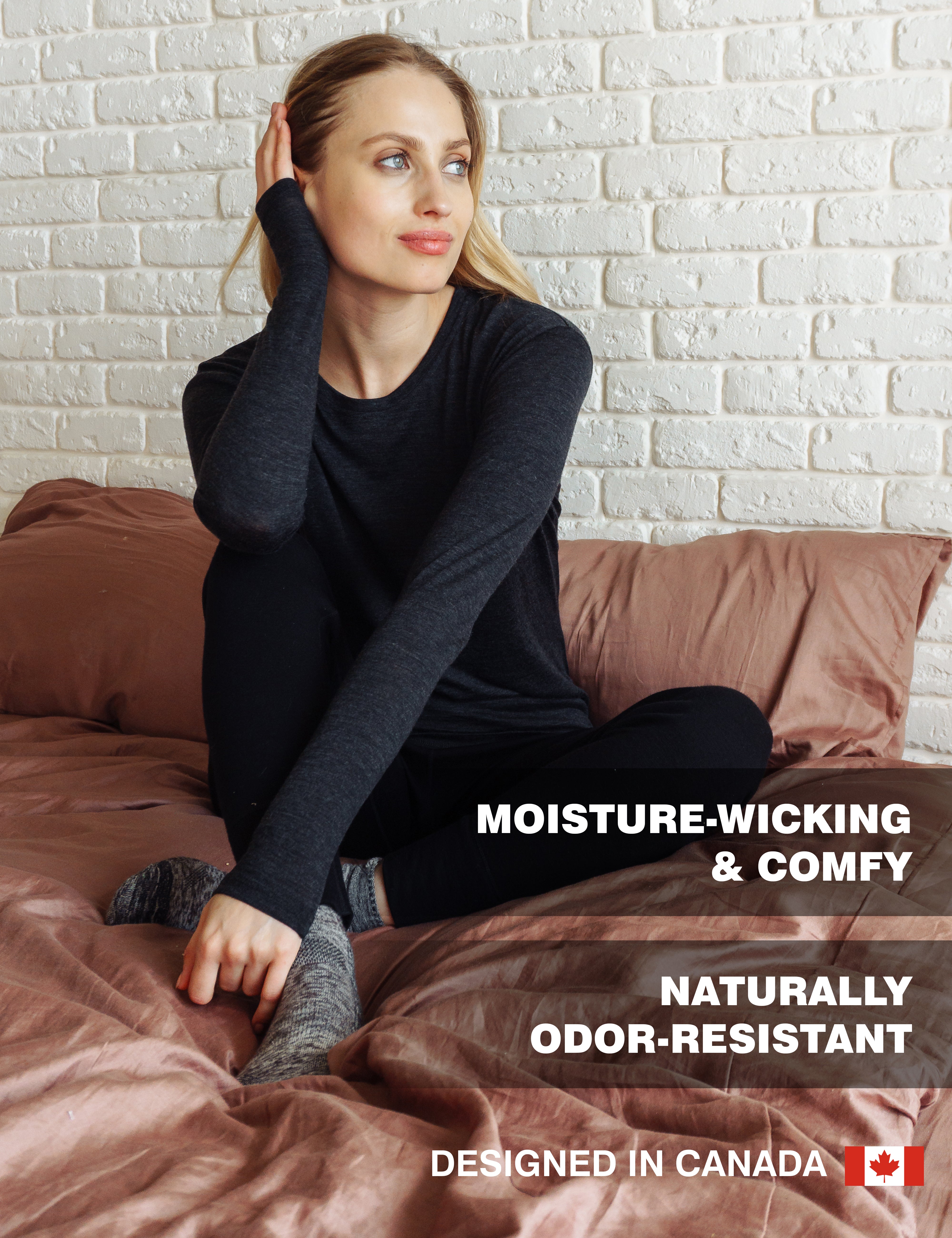 Women's Merino Wool Pants - 165 GSM, Black - Warm & Comfortable Winter Hiking & Travel Trousers