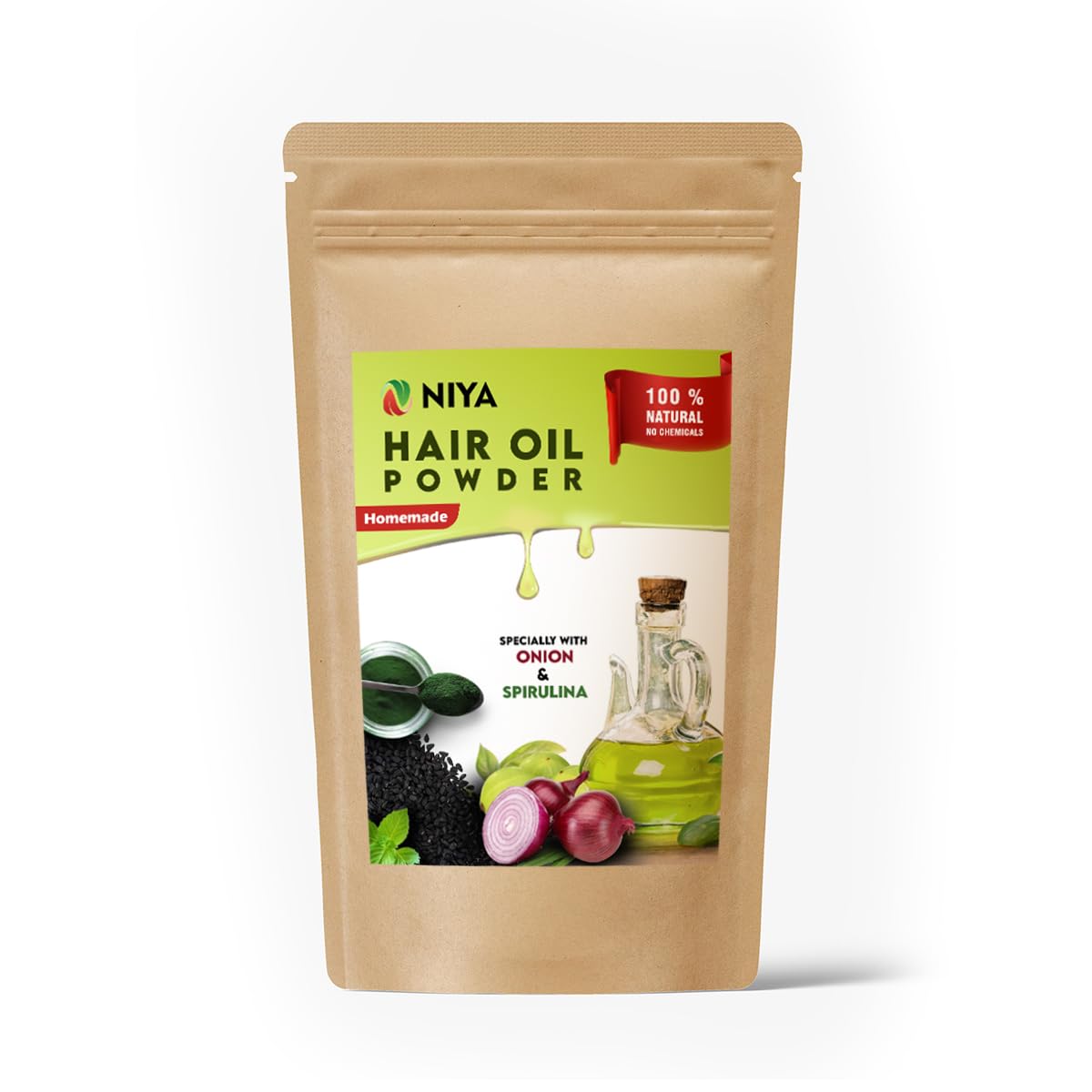 Niya Natural's 100% Herbal Hair Oil Powder - 100% Natural & Organic for All Hair Types | DIY Hair Oil Preparation | Promotes Hair Growth & Reduces Hair Fall | 100g | Perfect for Daily Hair Care & Scalp Massage