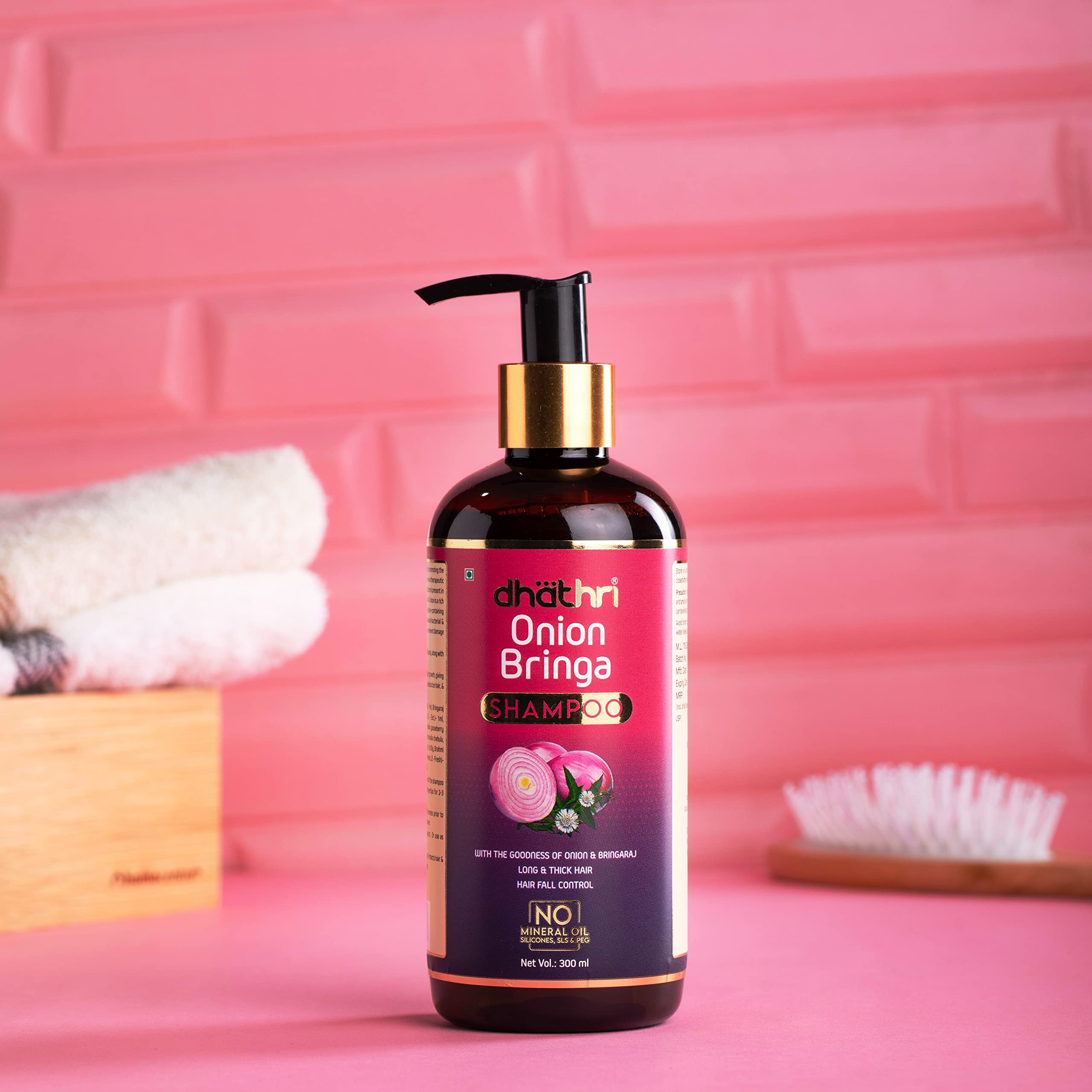 Dhathri Onion Bhringraj Shampoo for Hair Growth & Hair Fall Control - 300ml | Natural Scalp Soothing & Hair Follicle Protection | Perfect for Dry, Damaged Hair & Daily Hair Care Routine