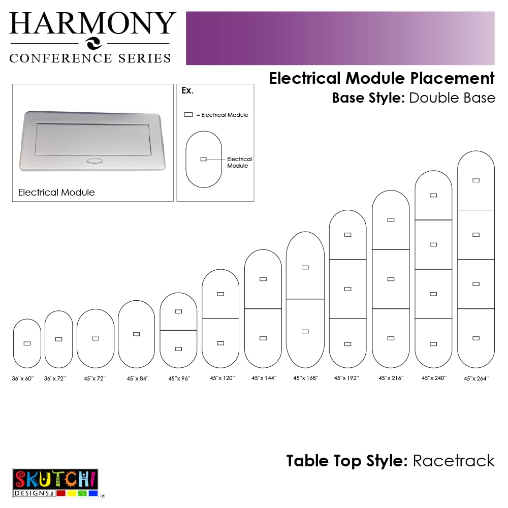 16' Large Modular Conference Table with Data & Power - 16 Person Racetrack Office Table | Harmony Series White | Perfect for Boardrooms, Meeting Rooms & Collaborative Workspaces