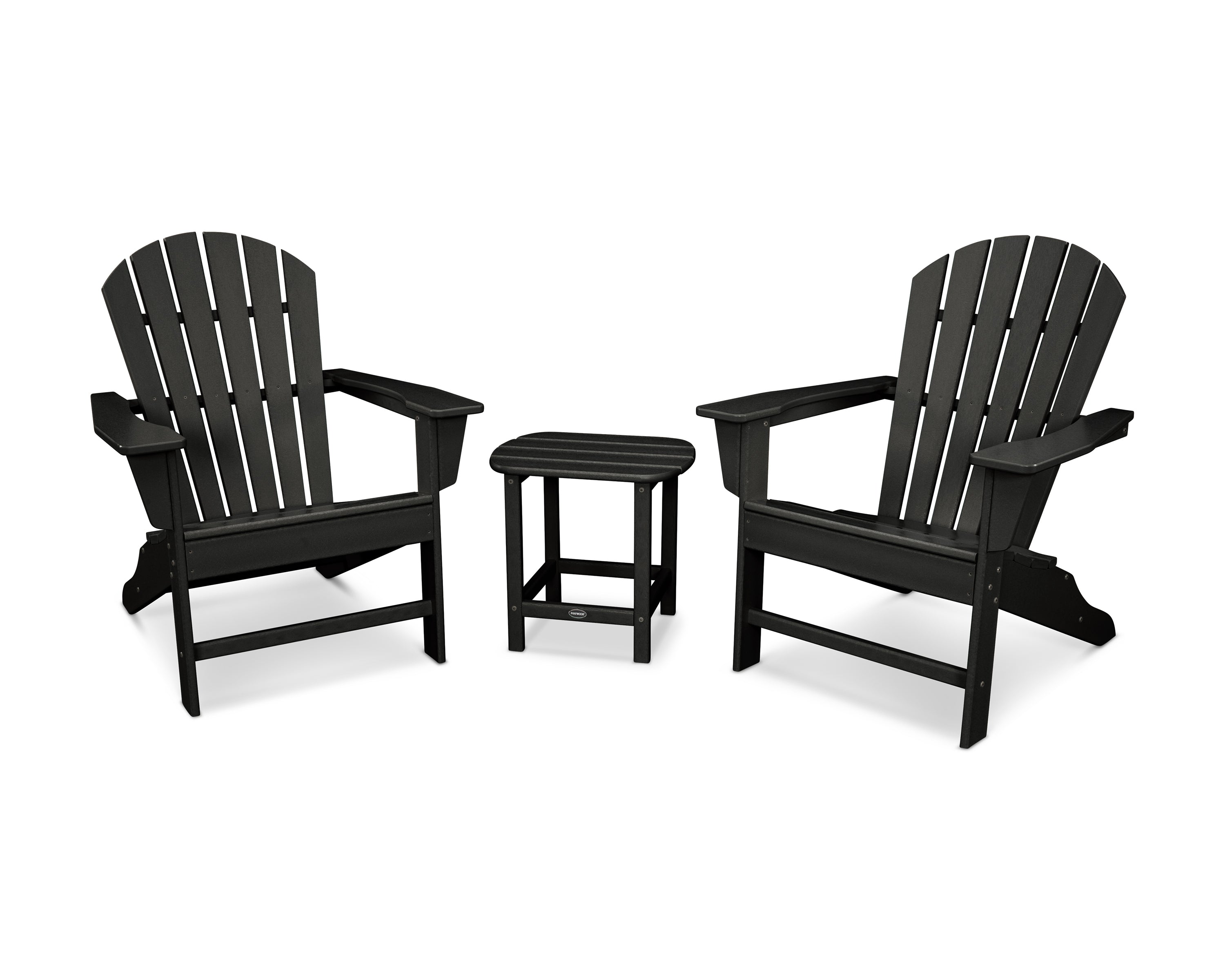 POLYWOOD South Beach Adirondack 3-Piece Outdoor Patio Furniture Set - Durable All-Weather Resin Chairs & Table for Poolside, Garden, Deck, and Backyard Relaxation