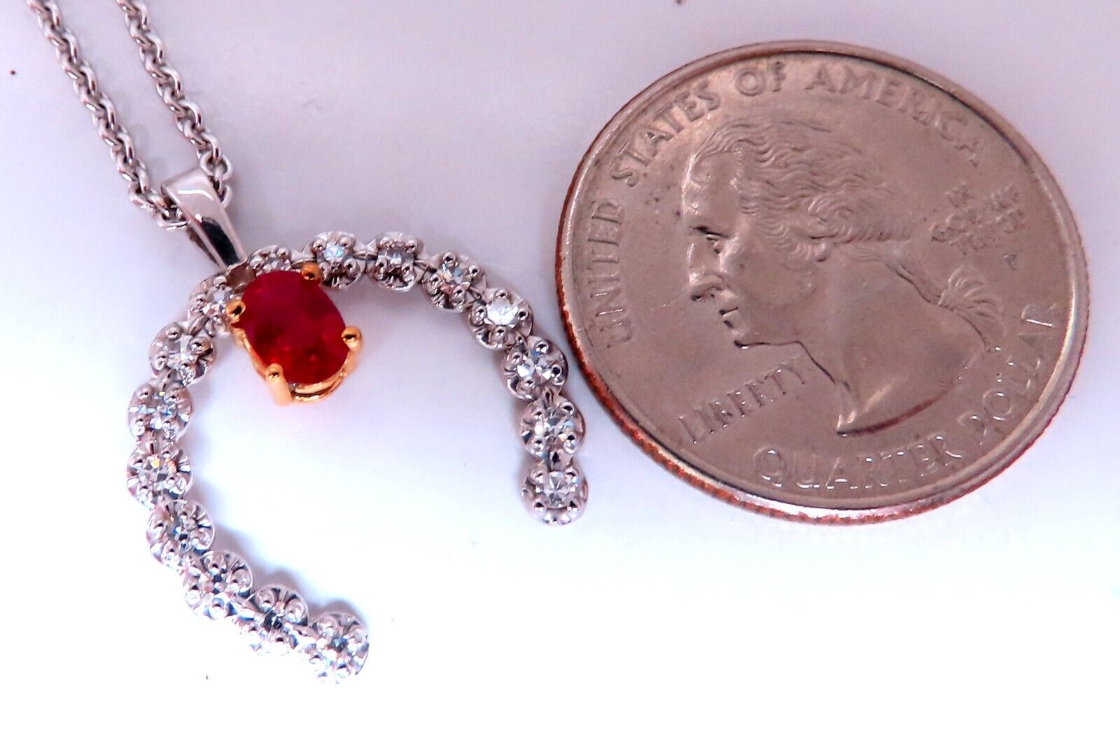 14kt Gold Horseshoe Natural Ruby Diamond Necklace for Women - Elegant Gift for Birthday, Anniversary & Special Occasions