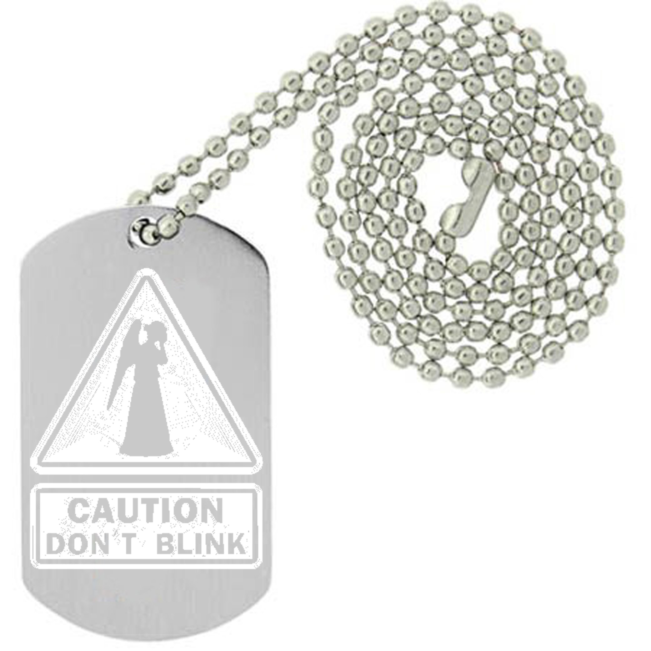 Shark Hat & Weeping Angel Statue Show - Military Dog Tag Necklace & Luggage Tag with Metal Chain | Cosplay, Gift, Collectible
