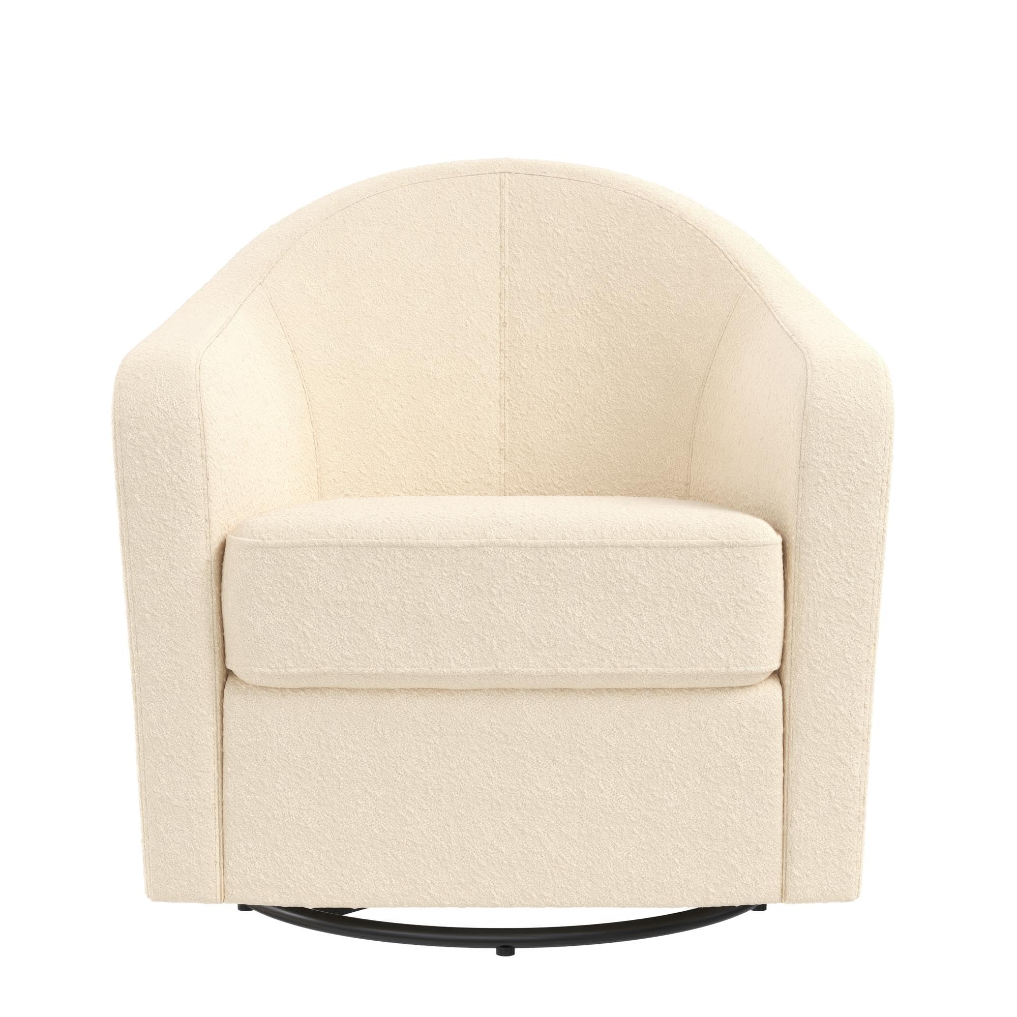 DHP Gentle Swivel Curved Accent Chair, Ivory Boucle Fabric Upholstered Modern Lounge Chair for Living Room, Bedroom, or Office - Perfect for Relaxing, Reading, and Decorating