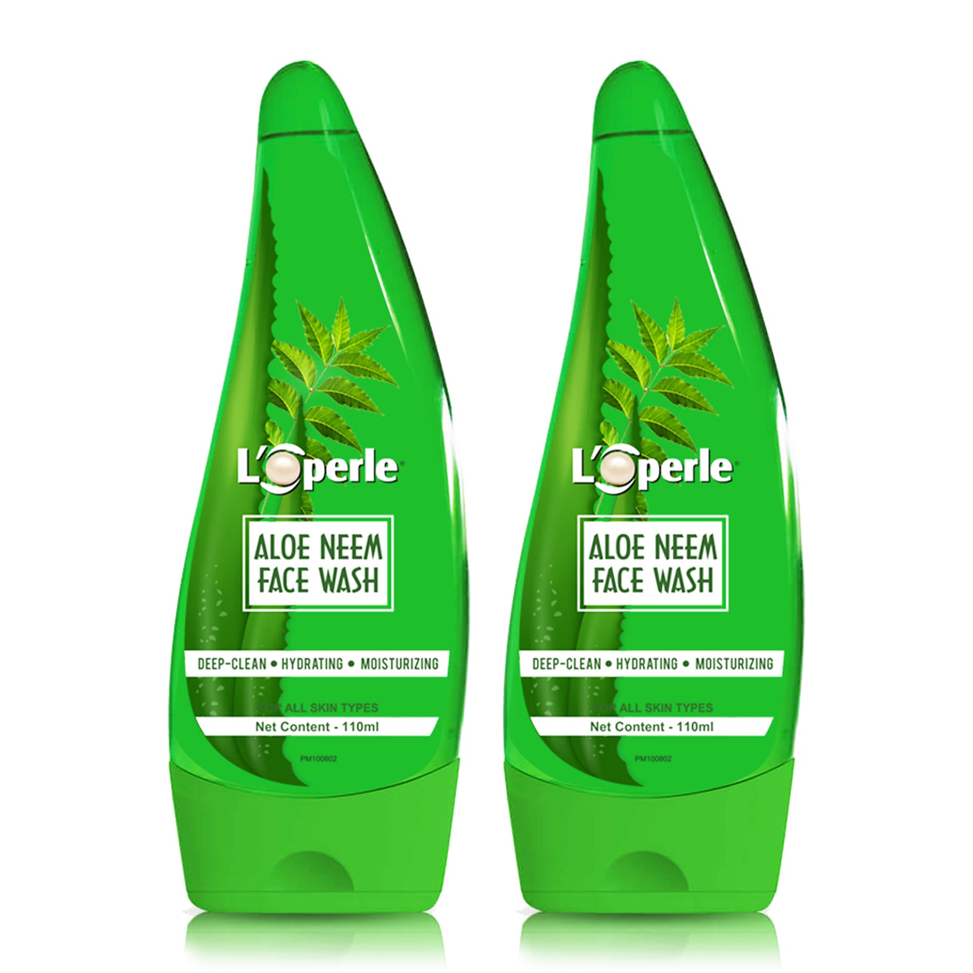 Loperne Neem & Aloe Vera Face Wash for Oily Skin - Deep Cleansing, Hydrating & Moisturizing - Fights Acne, Pimples & Blemishes - Suitable for All Skin Types - 110ml (Pack of 2) - Perfect for Daily Skincare Routine & Travel