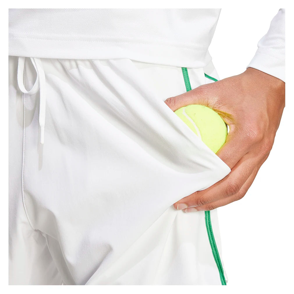 Men's 5 Inch Tennis Shorts & Compression Tights Set - White | Breathable Athletic Shorts for Tennis, Running, Gym & Workout