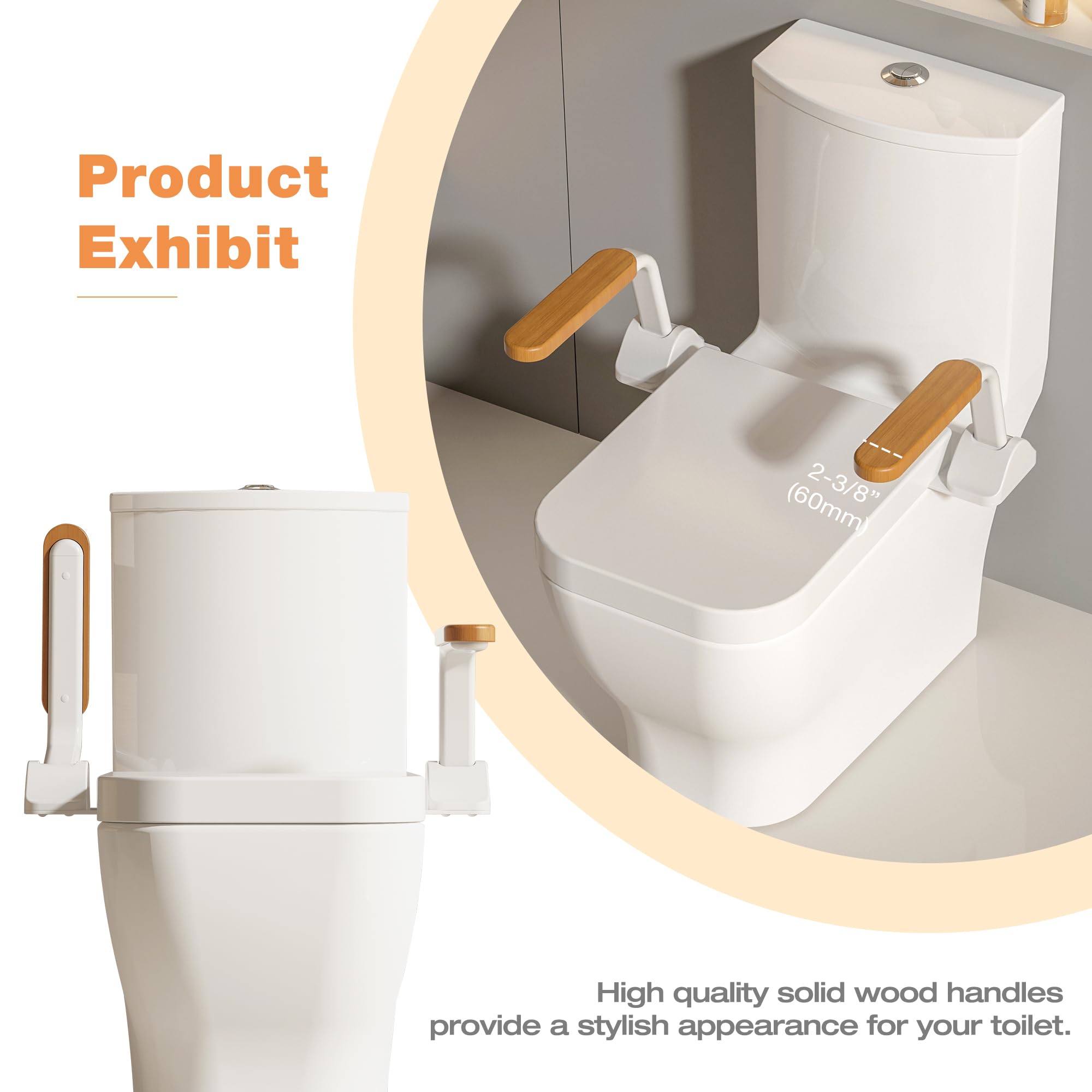 MEJE Heavy Duty Foldable Toilet Safety Rails for Elderly - Carbon Steel Support Handrail with Armrest for Seniors, Handicapped & Pregnant Women - Bathroom Safety Equipment for Home Care & Mobility Assistance