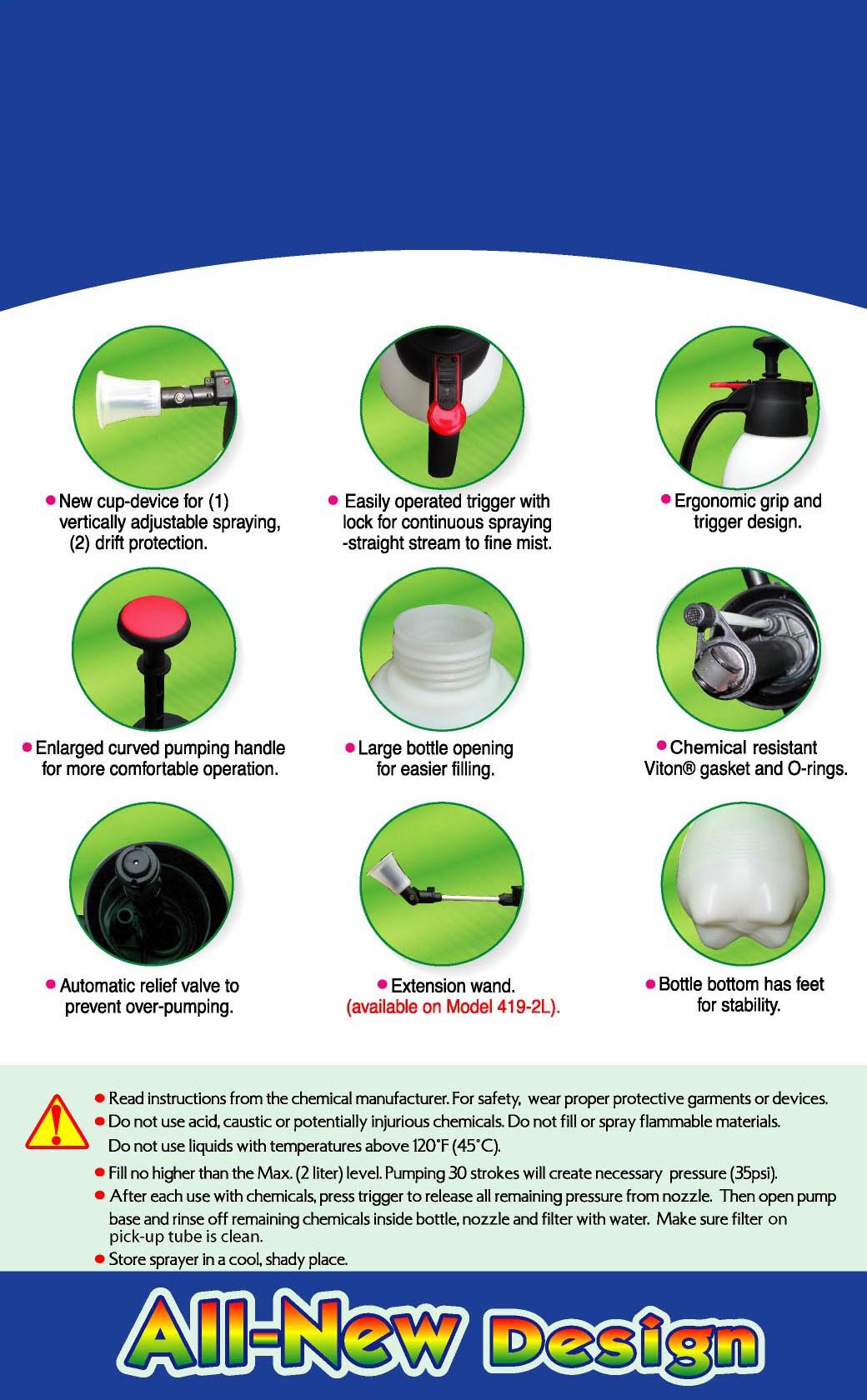 Solo 419 2-Liter One-Hand Pressure Sprayer with Ergonomic Grip - Perfect for Gardening, Cleaning & Lawn Care