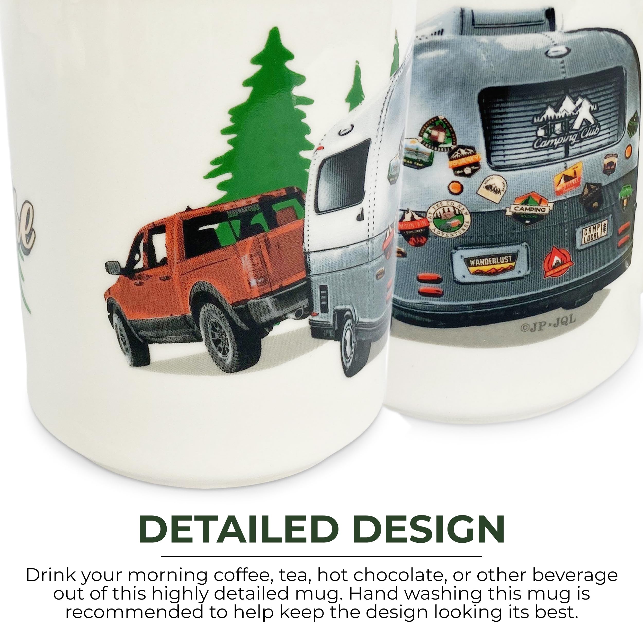 Rivers Edge Products 16 Oz Ceramic Coffee Mug with Handle - Durable RV Trailer Travel Mug for Espresso, Latte & Tea - Perfect for Camping, Road Trips & Outdoor Adventures