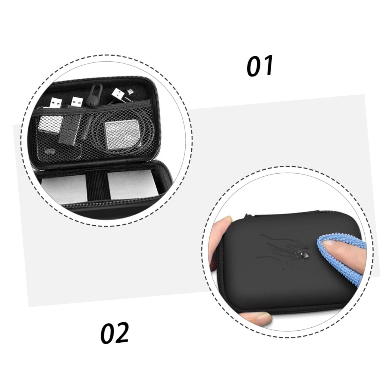 GAROZATION 2-Pack Compact EVA Electronics Organizer Pouch - Waterproof Storage Case for Hard Drives, Cables, Chargers & Gadgets - Perfect for Travel, Office & Home Organization