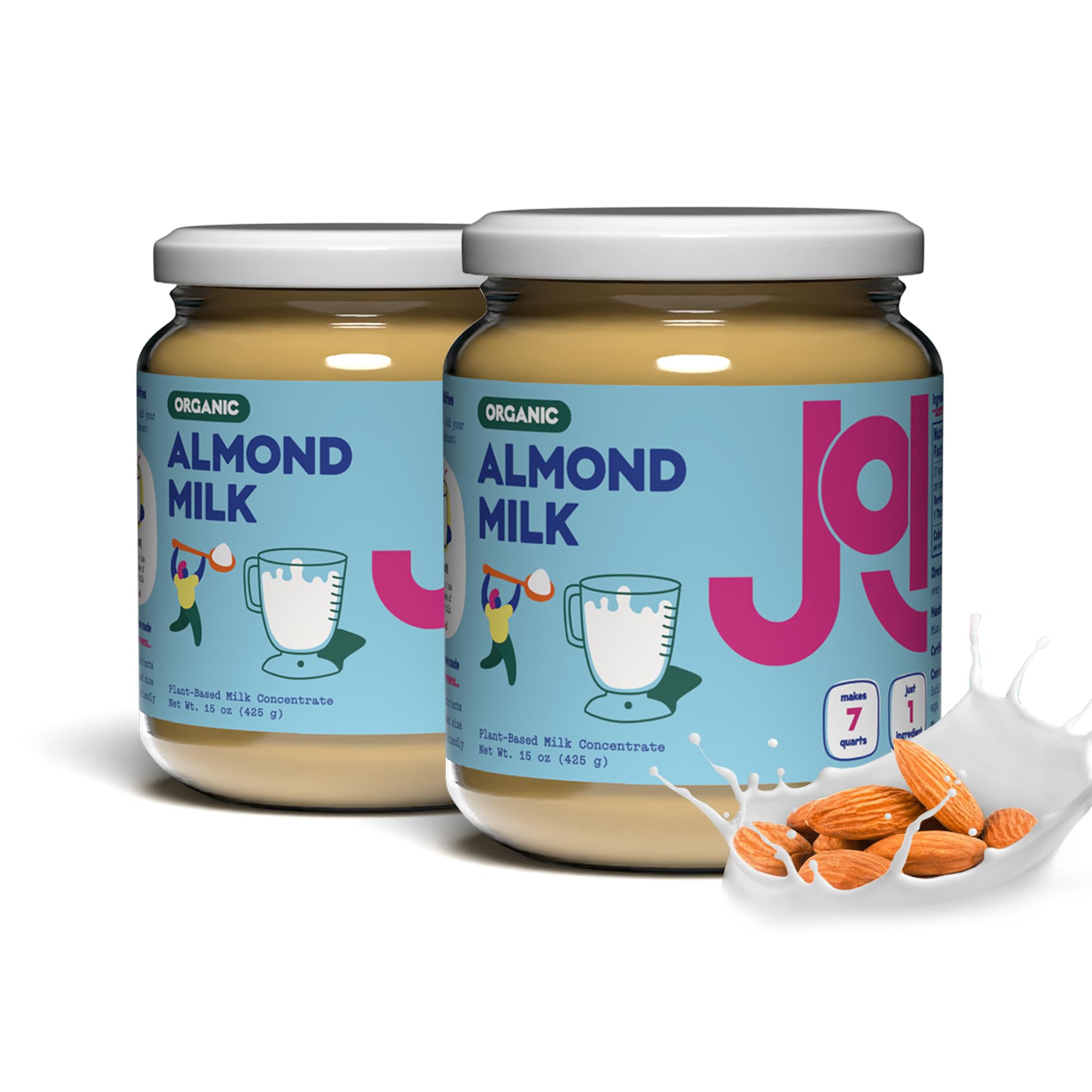 Organic Unsweetened Almond Milk Powder by JOI - 2-Pack, 54 Servings | Vegan, Keto, Dairy-Free, Kosher, Shelf-Stable | No Sugar, Additives, Gums or Seed Oils | Perfect for Coffee Creamer, Smoothies & Baking | Plant-Based Milk Alternative