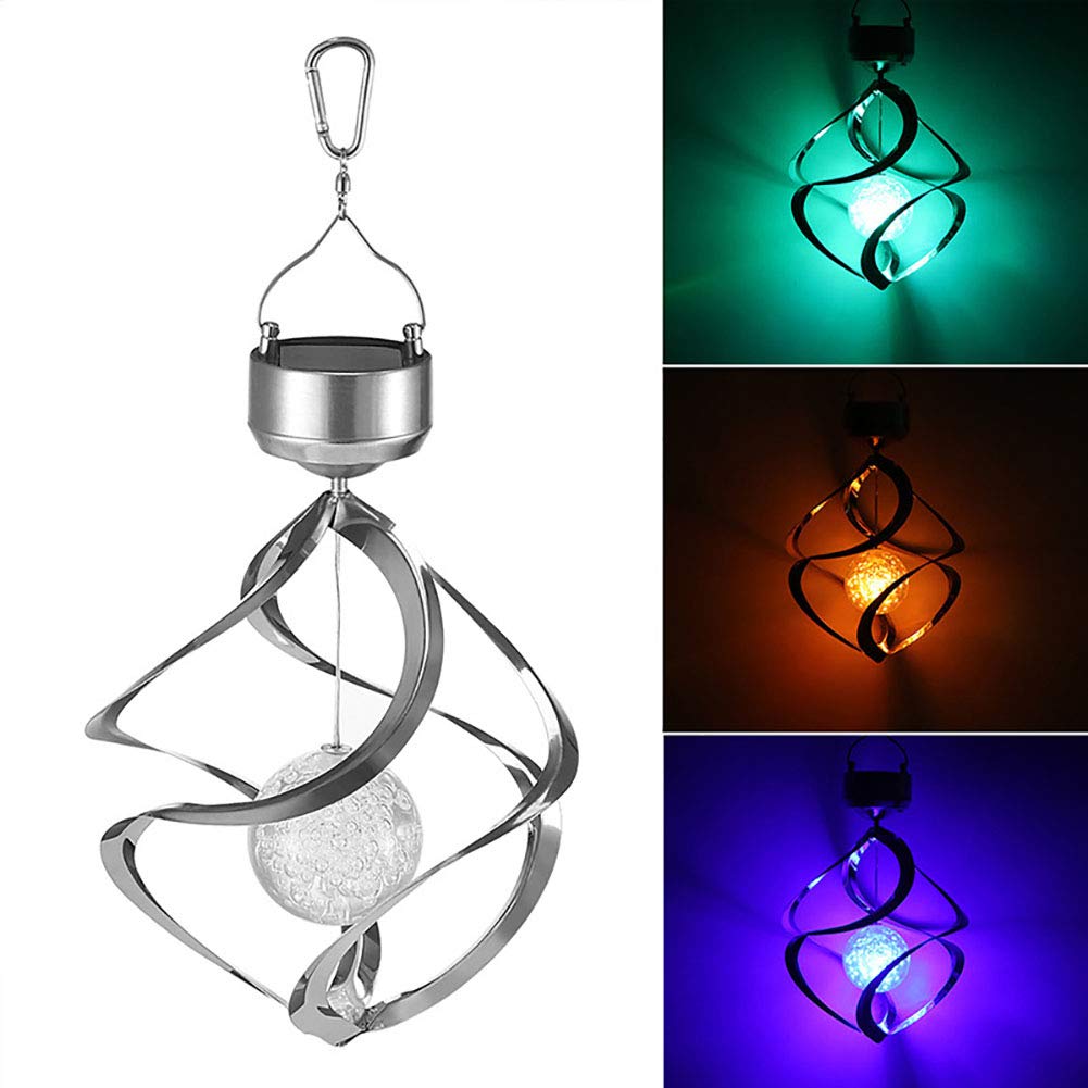 2PCS Solar Powered LED Garden Lights - Color Changing Outdoor Hanging Wind Chime for Patio, Balcony, Wall & Landscape Decoration | Weatherproof Solar Lights for Backyard, Pathway & Garden Decor