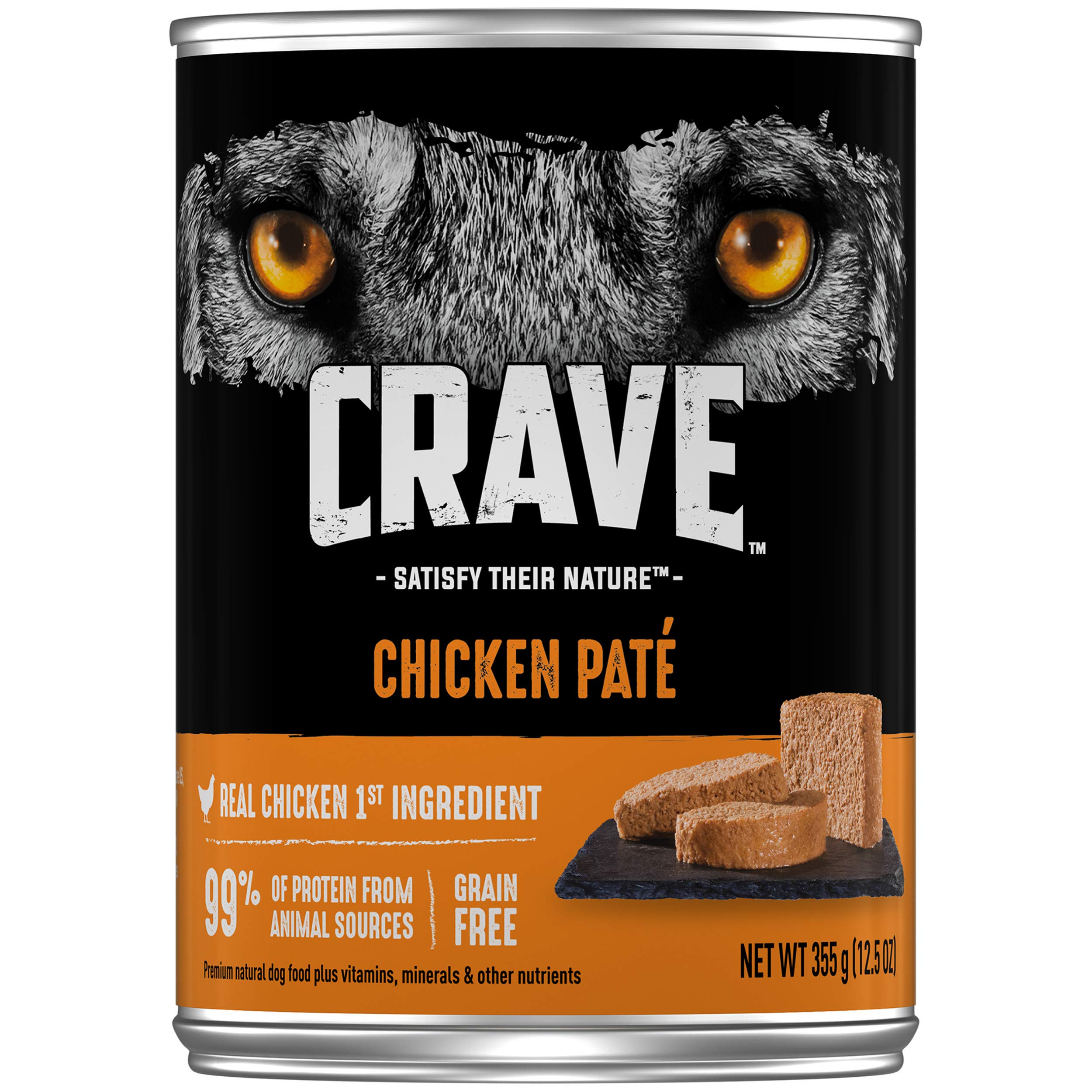 High Protein Grain-Free Wet Dog Food for Adults - Chicken Paté Recipe, 12.5 oz (12 Pack) | Premium CRAVE Dog Food for Weight Management & Muscle Support | Perfect for Picky Eaters & Sensitive Stomachs