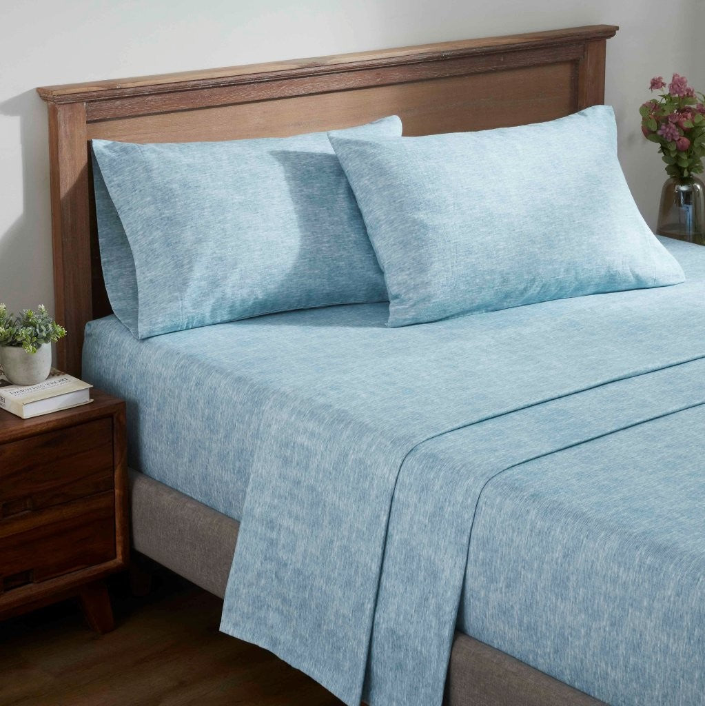 Premium Melange Flannel Cotton Two-Toned Brushed Deep Pocket Sheet Set - Ultra Soft & Cozy for Winter Nights, Perfect for Bedroom Comfort & Warmth