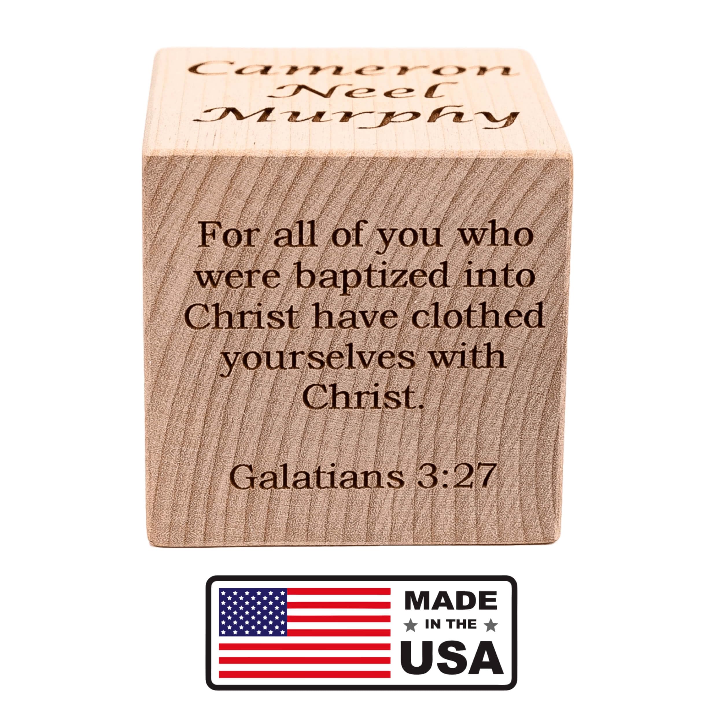 Personalized Baby Baptism Wood Block - Custom Christening Gift for Boys & Girls - 3 Sizes (3