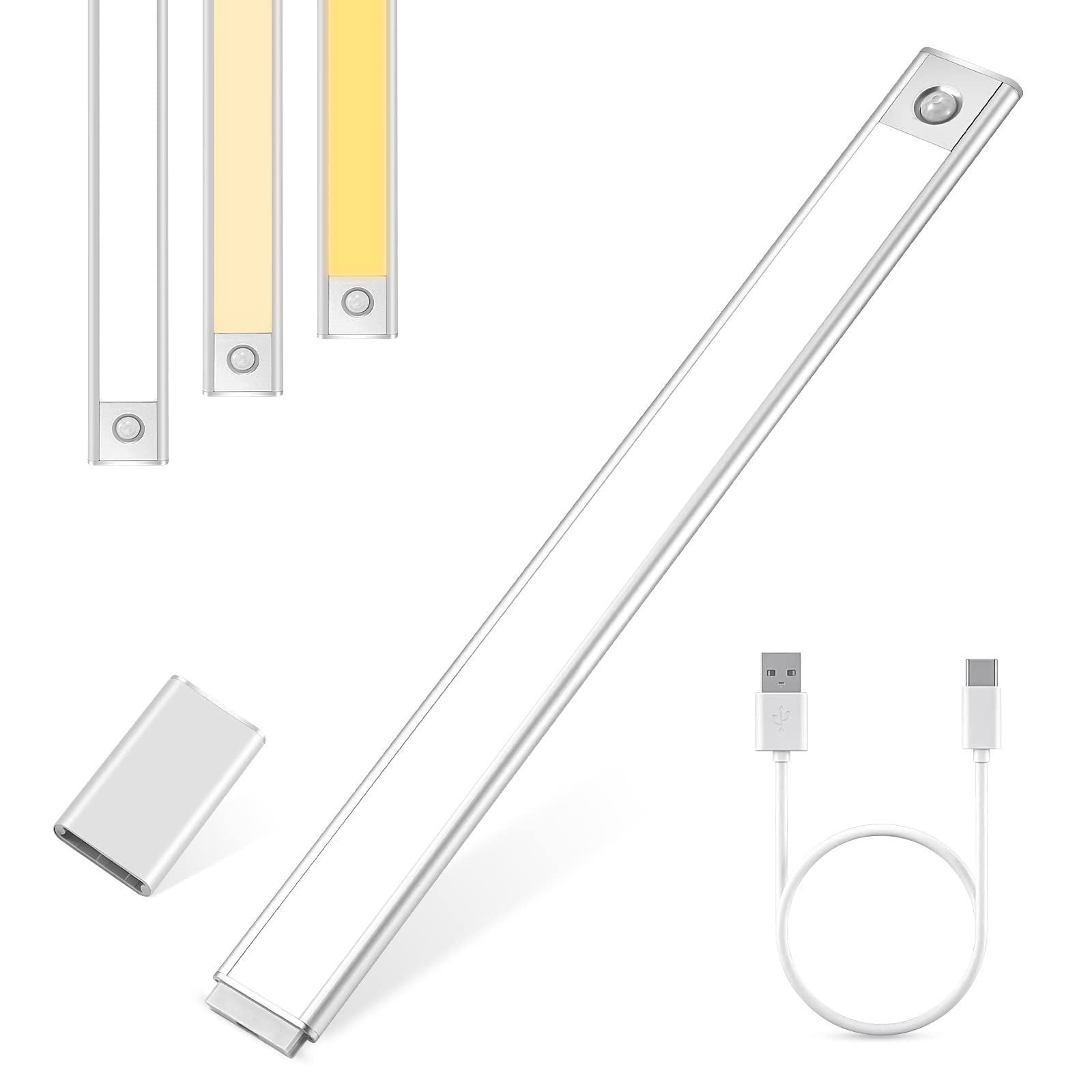 Rechargeable Under Cabinet LED Lights - 128 LEDs, Motion Sensor for Kitchen, Wardrobe & Closet