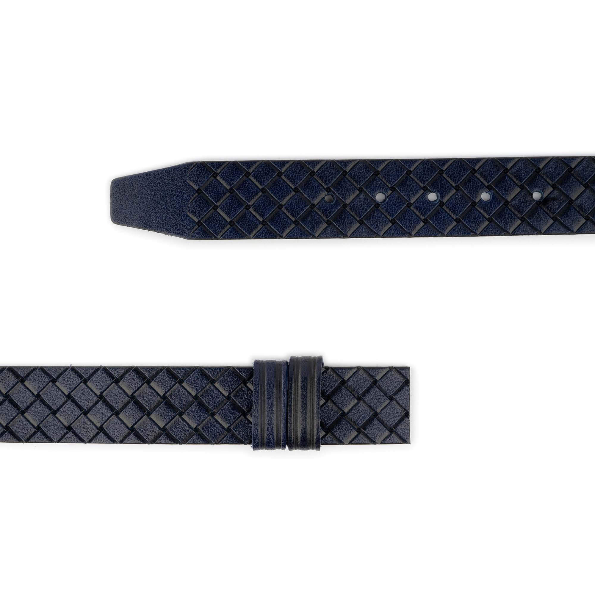 Authentic Ferragamo Dark Blue Woven Embossed Belt Strap for Designer Buckles - Perfect for Formal Attire & Luxury Fashion Accessories