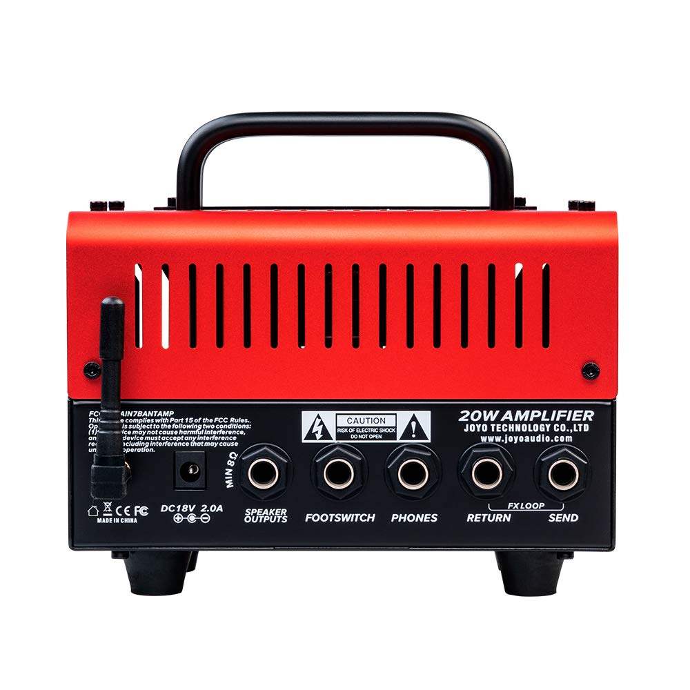 JOYO Jackman II BanTamp XL Series 20W Mini Tube Guitar Amp Head - 2 Channel Hybrid Preamp with Bluetooth for Home & Studio Use (Red)