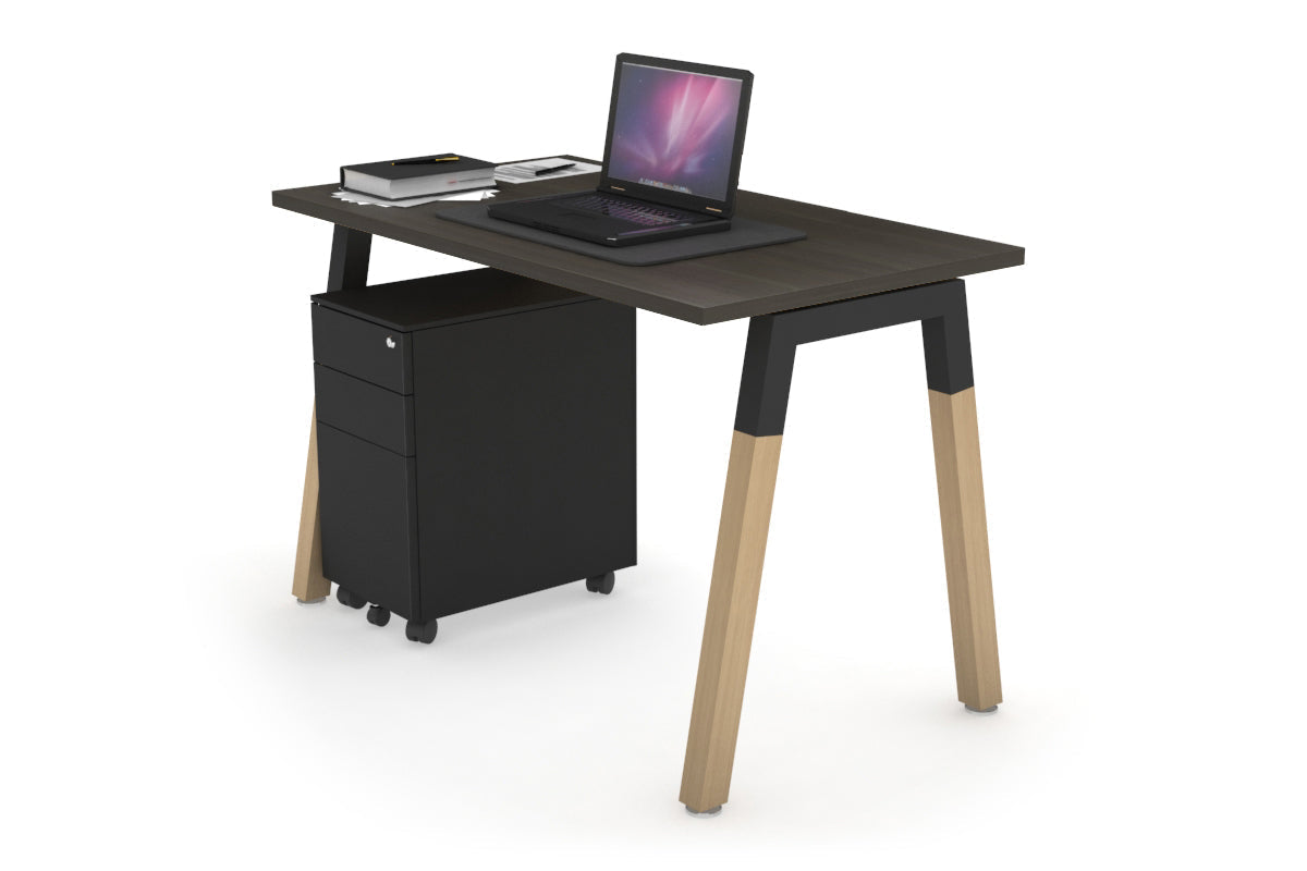 Solid Wood Quadro A Legs Office Desk with Cross Beam - 1000L x 600W - Sturdy Workstation for Home Office, Study Room & Modern Workspace
