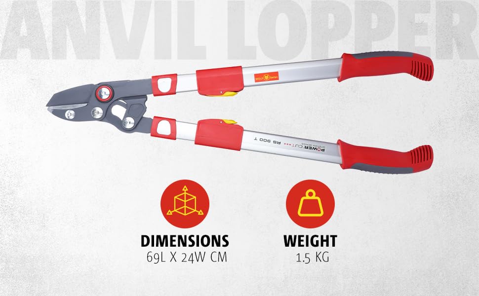 WOLF-Garten RS900T 35.5 Inch Telescopic Anvil Lopper - Heavy Duty Branch Cutter for Tree Trimming, Gardening & Landscaping