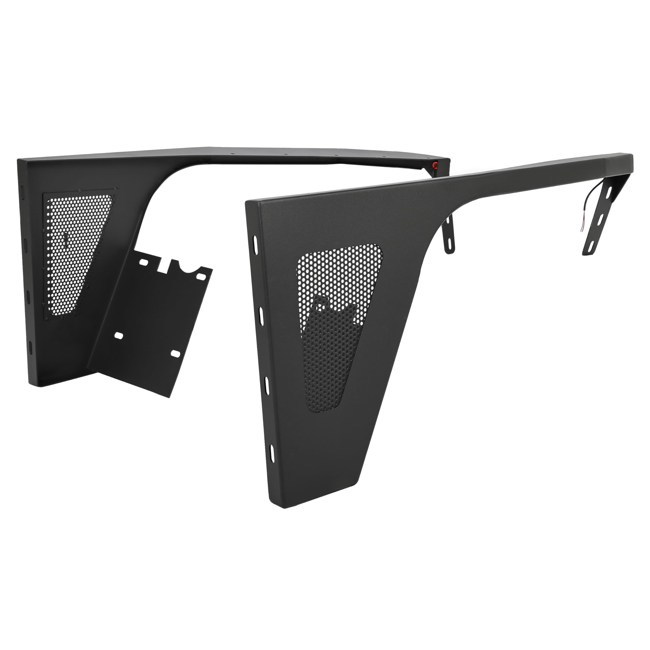 KUAFU 2-Piece Black Steel Front Fender with LED Lights for 1997-2006 Jeep Wrangler TJ - Wheel Cover Guards for Driver & Passenger Side | Off-Road Protection & Style Upgrade