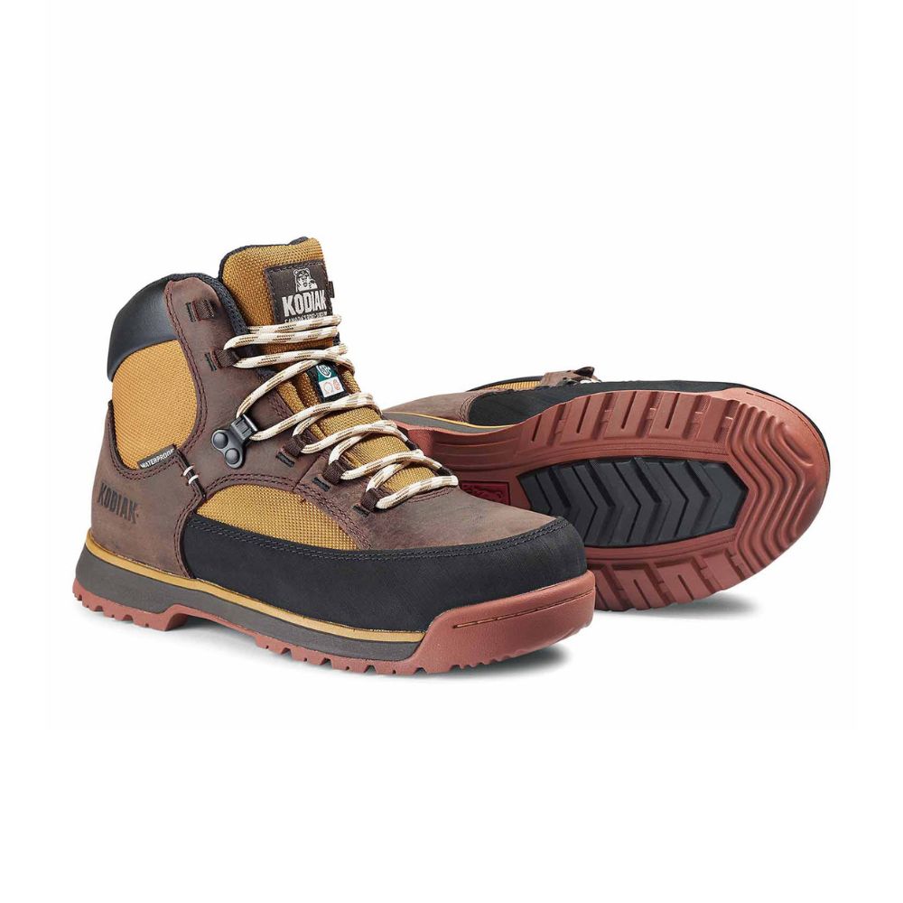Kodiak Greb Women's Waterproof Steel Toe Hiking Work Boots - Brown (KD0A834YA08) | Durable Safety Shoes for Construction, Outdoor Work & Hiking Adventures