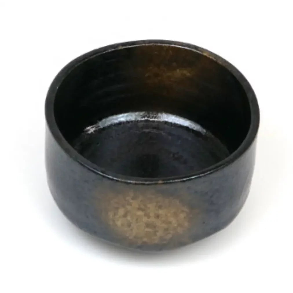 Handmade Mino Ware Black & Gold Japanese Matcha Tea Bowl - Authentic Chawan for Traditional Tea Ceremony & Zen Meditation
