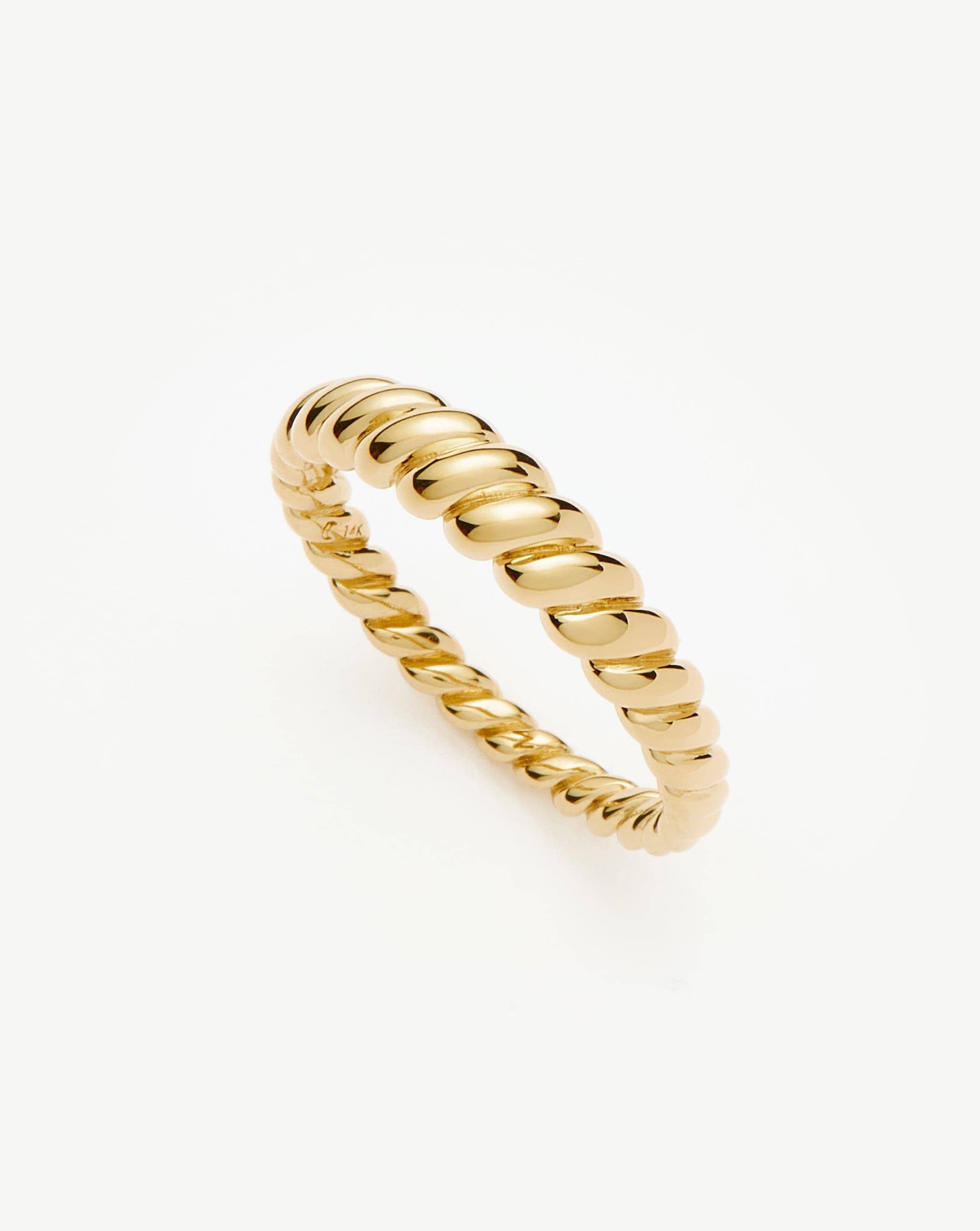 14K Solid Gold Twisted Classic Ring for Women - Elegant Stackable Band for Everyday Wear, Gift Giving & Special Occasions