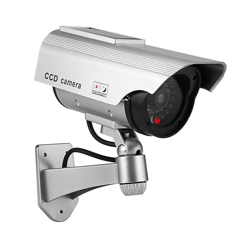 YSUCAU Solar Powered Fake Security Camera with Flashing Red LED - Outdoor/Indoor Surveillance Dummy CCTV Dome Camera (1 Pack) - Perfect for Home, Office, and Warehouse Security Deterrent