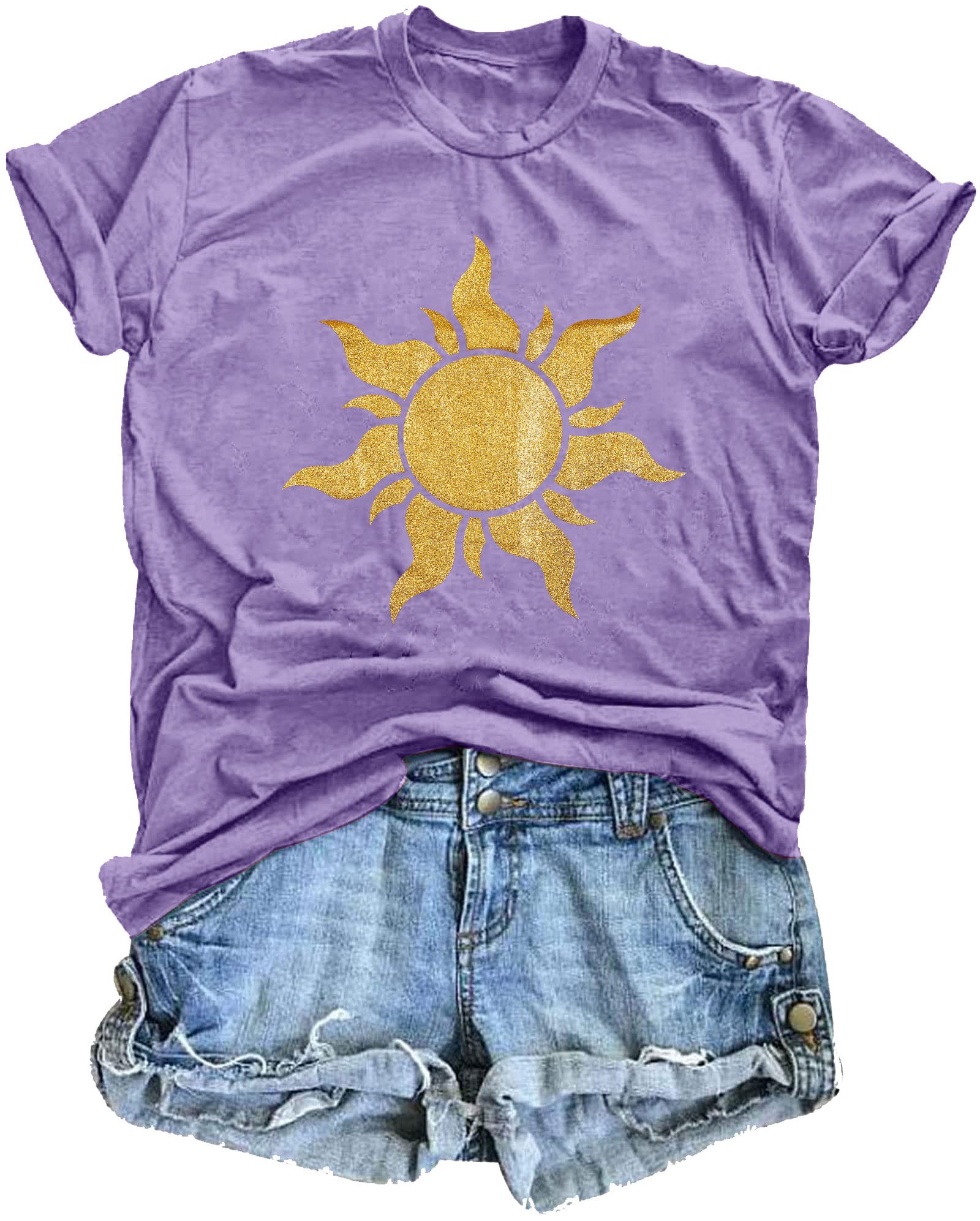 Women's Magical Sun Print T-Shirt | Cute Sunshine Graphic Tee | Summer Vacation Short Sleeve Top | Perfect for Beach Outings & Casual Wear