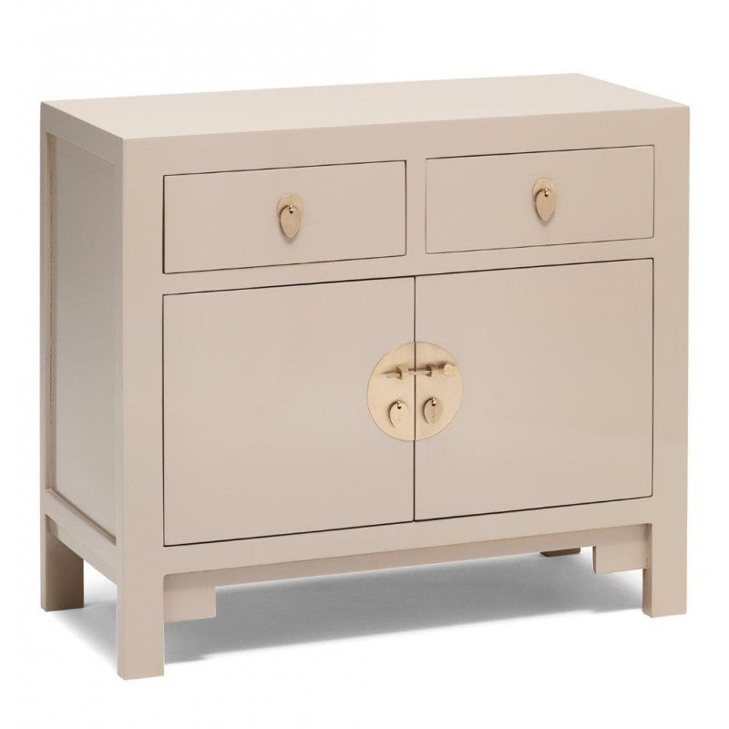 Golden Dragon Oriental Painted Solid Wood Grey Small Sideboard 90x40x80cm - Vintage Asian Style Cabinet for Living Room, Bedroom & Entryway Storage