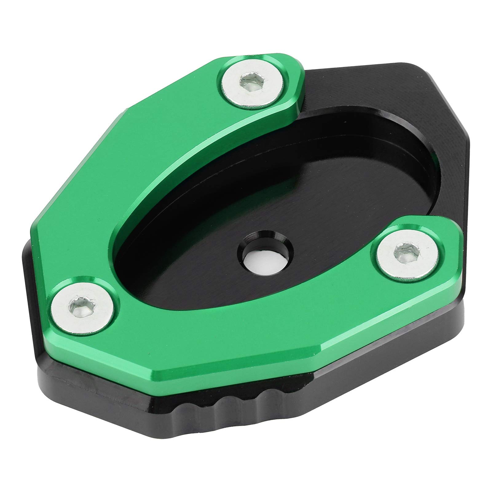Aramox Moto Motorcycle Kickstand Pad - Aluminum Alloy Side Stand Extension Plate for Kawasaki Z650 & Z900 (Green) - Prevent Sinking on Soft Ground, Perfect for Parking on Grass, Sand or Gravel