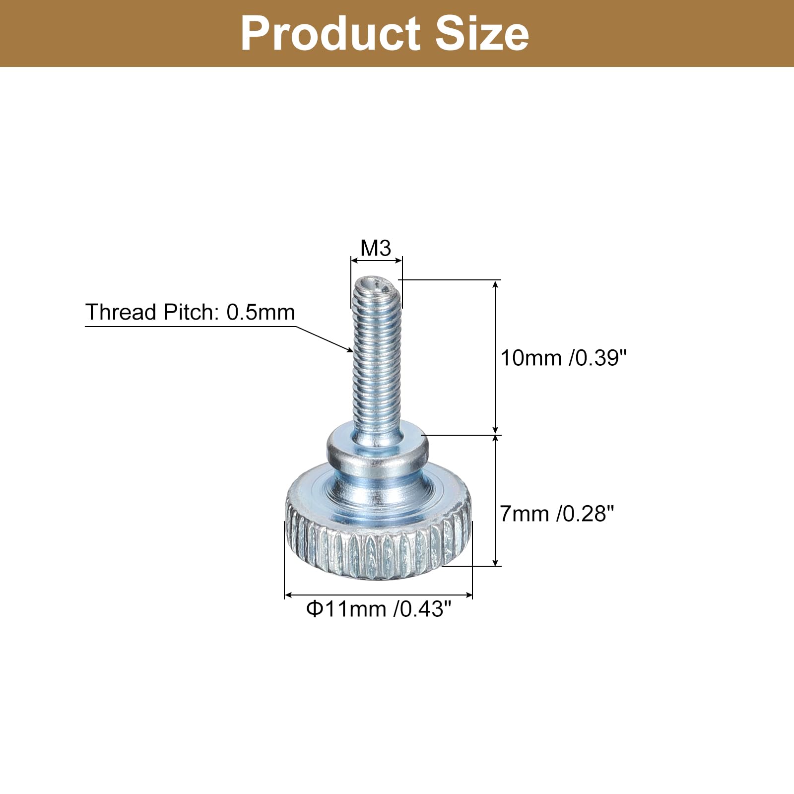 uxcell M3x10mm Knurled Thumb Screws, 20pcs Zinc Plated Fasteners for DIY & Electronics