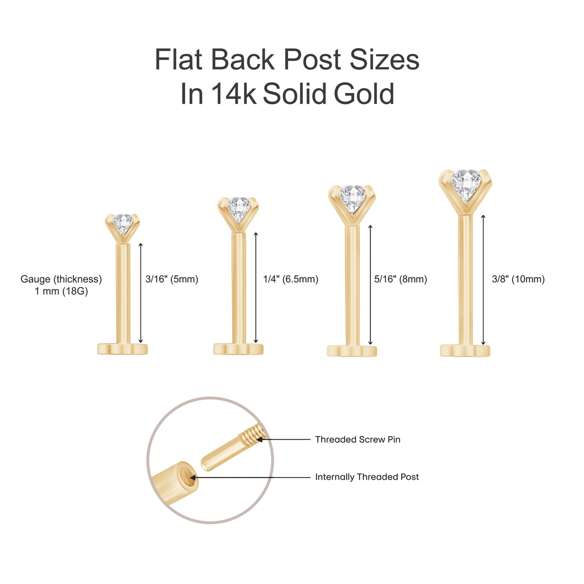14k Yellow Gold Garnet Cartilage Flat Back Stud Earrings - Dainty & Hypoallergenic Piercing Jewelry for Women - Perfect for Everyday Wear & Special Occasions
