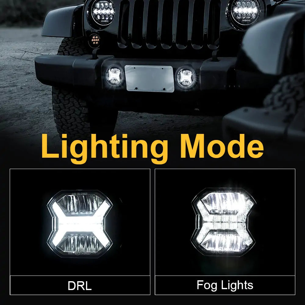 LOYO 4 Inch LED Fog Lights - Waterproof Off-Road Lights for Jeep Wrangler JK & JKU (2007-2018) - DOT & E-Mark Certified - Perfect for Night Driving, Off-Roading & Extreme Weather Conditions
