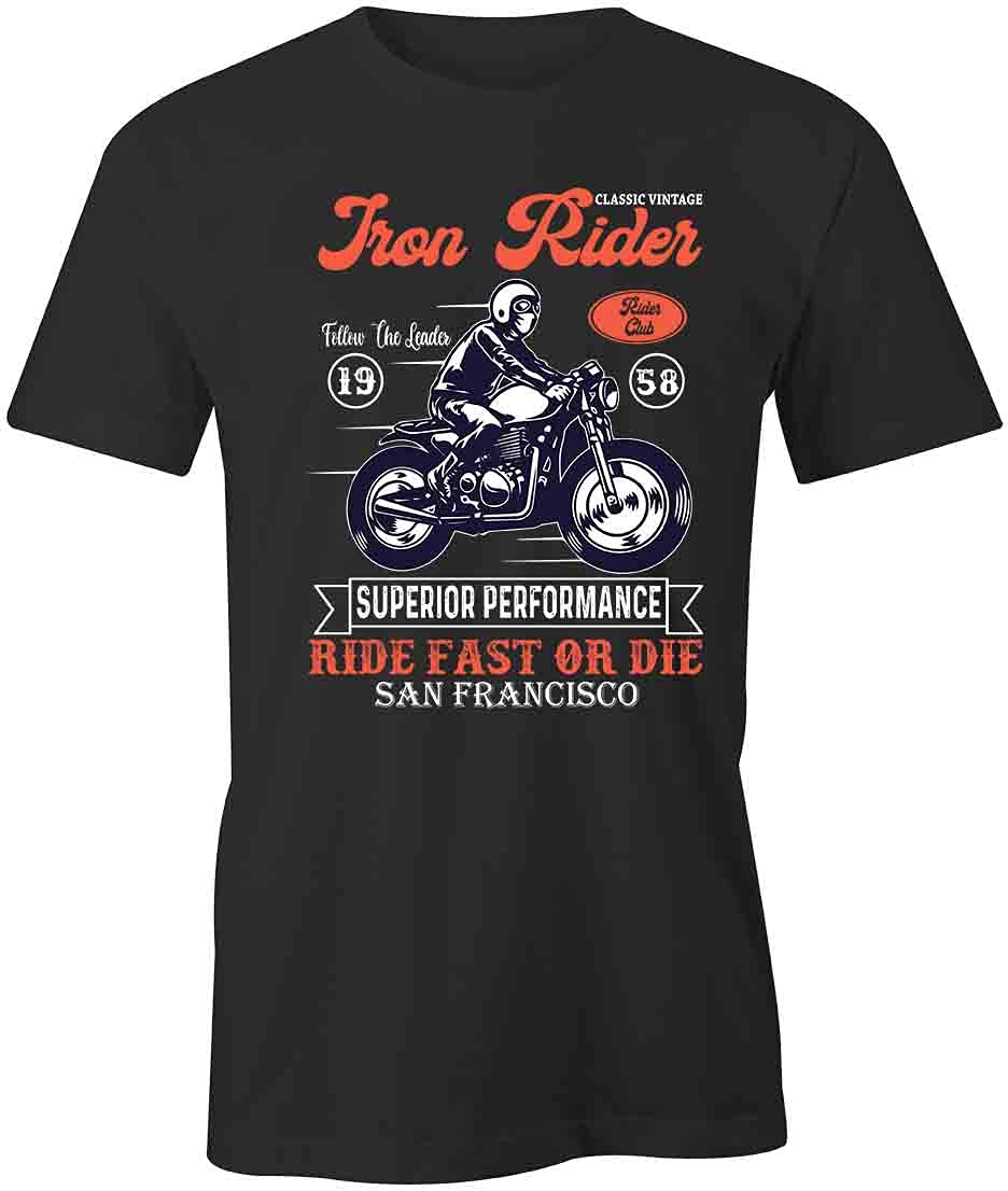 Iron Rider Graphic T-Shirt for Men - Black Cotton Printed Tee | Casual Wear, Motorcycle Riding, Street Style Fashion