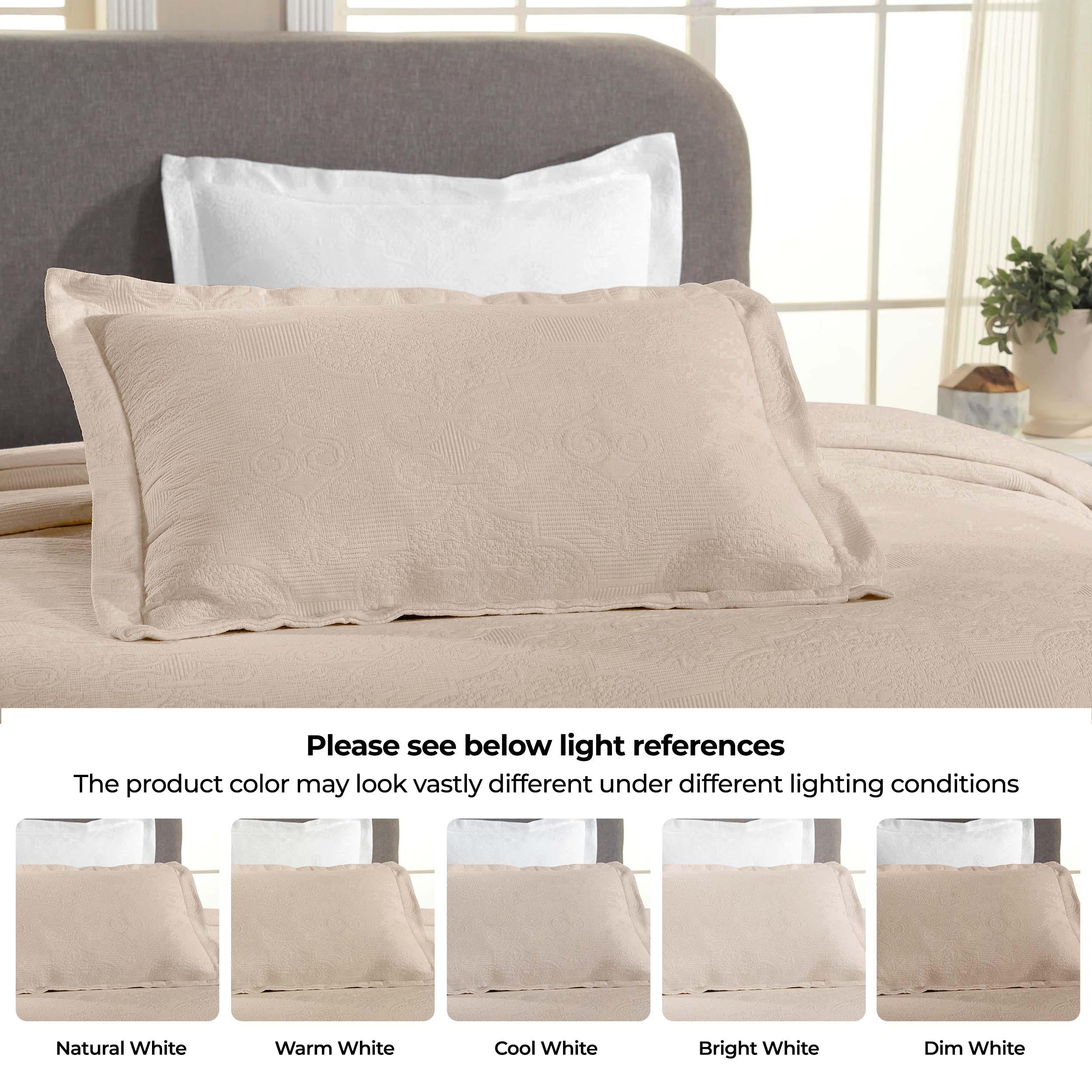 Florin Cotton Matelasse Jacquard Bedspread Set with Scroll Medallion Design - Luxury Bedding for Master Bedroom, Guest Room & Hotel Decor