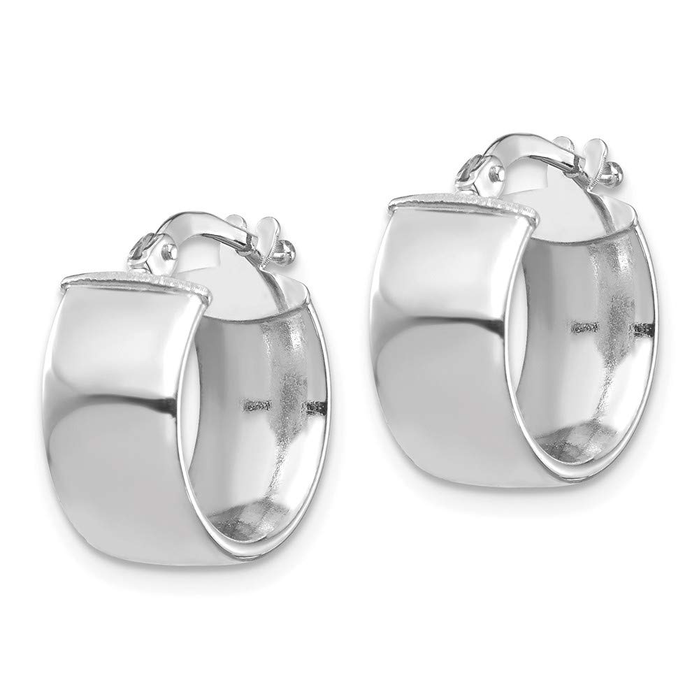 14K White Gold High Polished 7mm Hoop Earrings for Women - Classic Circle Huggie Earrings for Everyday Wear, Gift Giving & Special Occasions | TF1411W