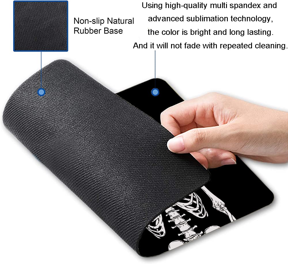 Premium Textured Hokafenle Mouse Pad with Black Human Skeleton Design - Non-Slip Rubber Base, Waterproof Square Mouse Mat for Office & Laptop - Perfect for Gaming, Work & Home Workspace