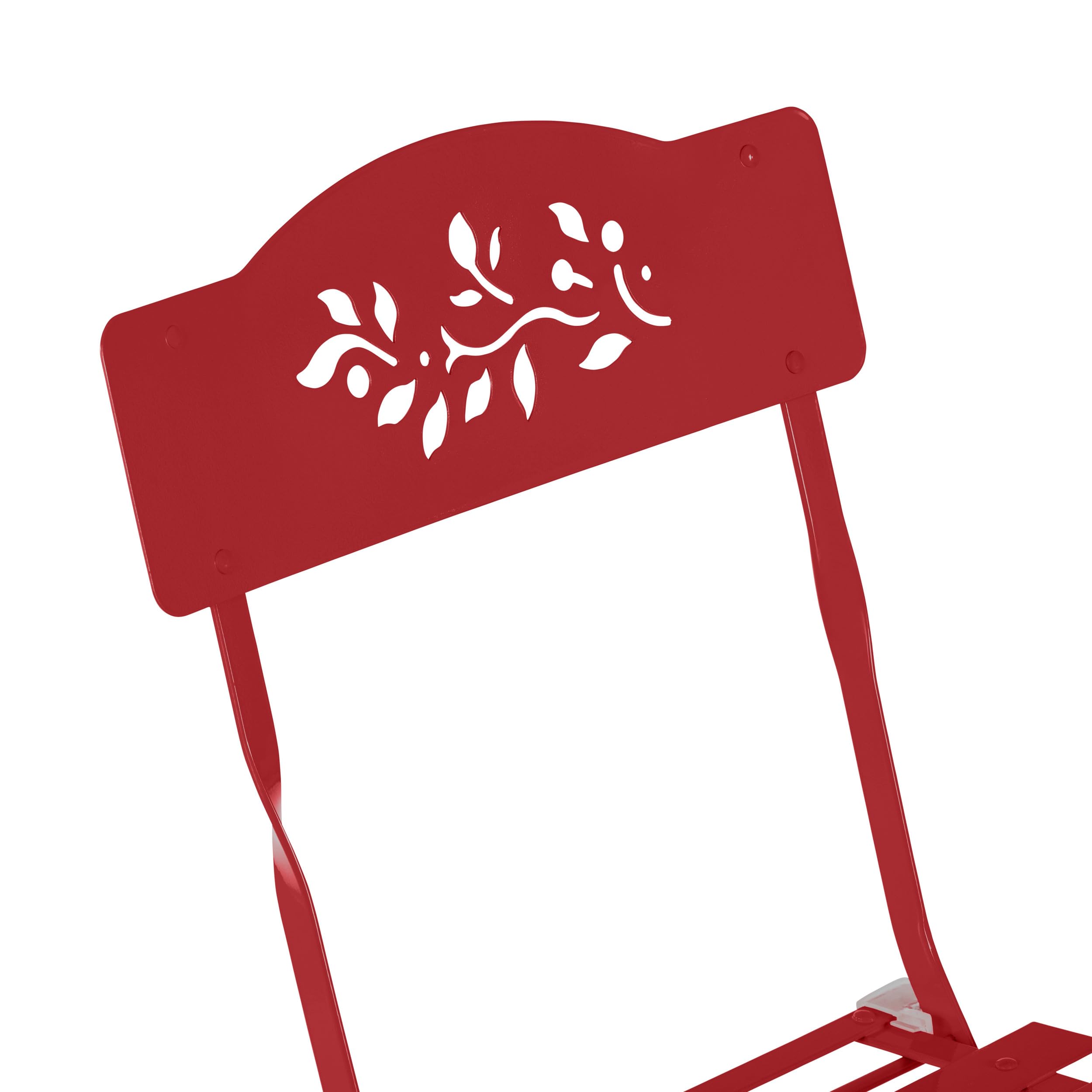 Alpine Corporation 3-Piece Bistro Set - Folding Table & Chairs for Indoor/Outdoor Use - Compact Patio Seating in Vibrant Red - Perfect for Small Balconies, Gardens, and Apartment Decks