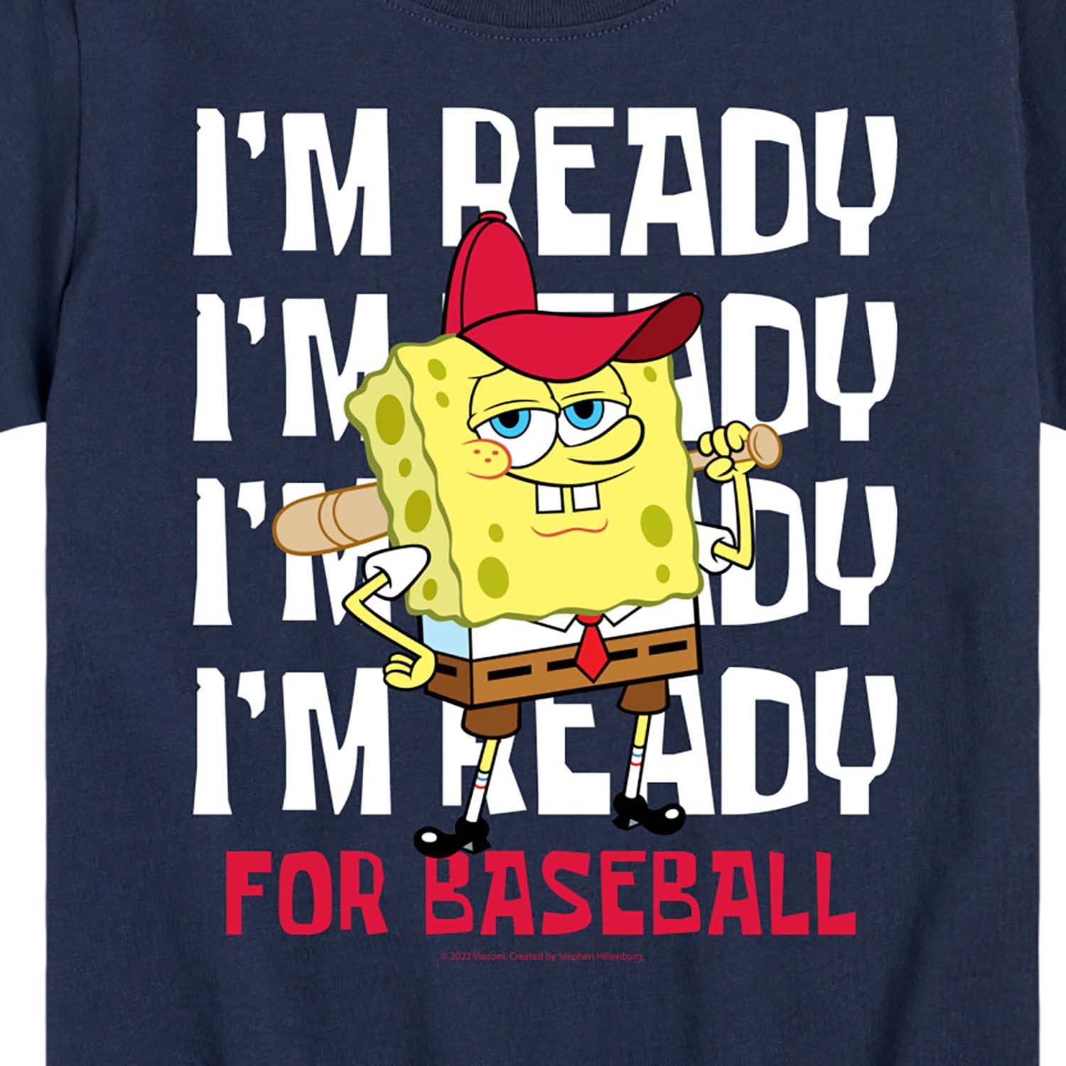 Spongebob Squarepants Baseball Graphic T-Shirt for Toddlers & Kids - HYBRID APPAREL Short Sleeve Cotton Tee - Perfect for Baseball Games, Playdates & Casual Wear