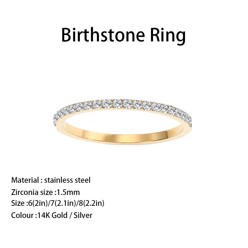 Birthstone Rings for Women - Sterling Silver Stackable Cubic Zirconia Stainless Steel Jewelry | Personalized Gift for Daughter, Mom, Wife | Perfect for Birthdays, Anniversaries & Mother's Day